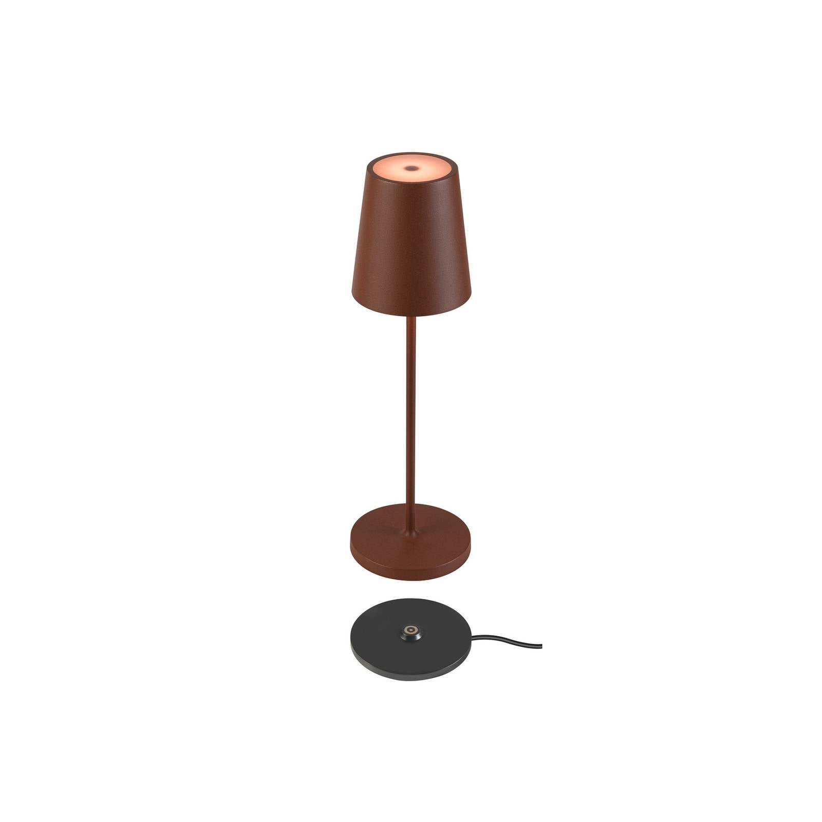 SLV LED-Akkulampe Vinolina Two, rostfarben, Alu, Ø 11 cm