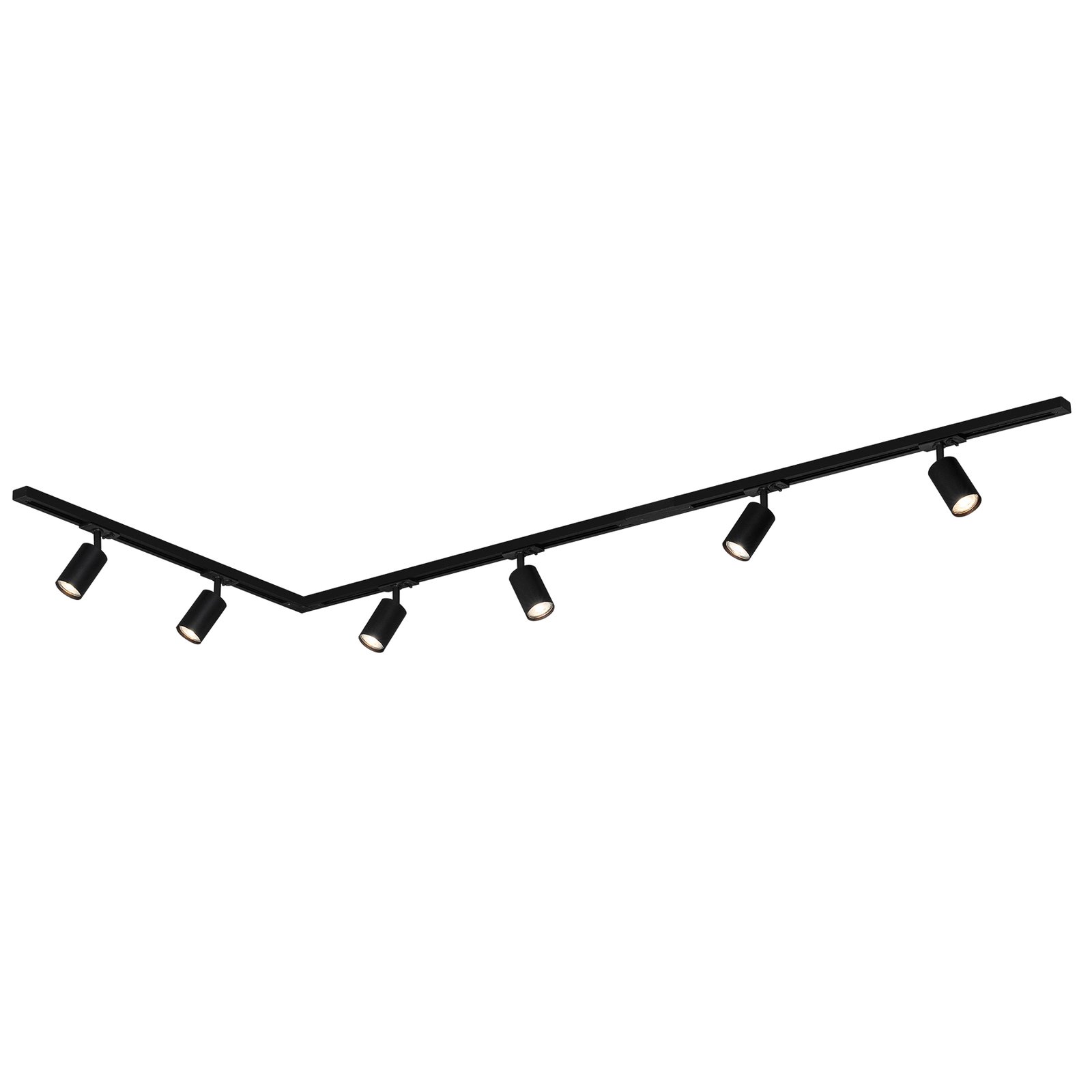 HV track lighting system Rail, black, 6-bulb, 2.25m, corner connector 