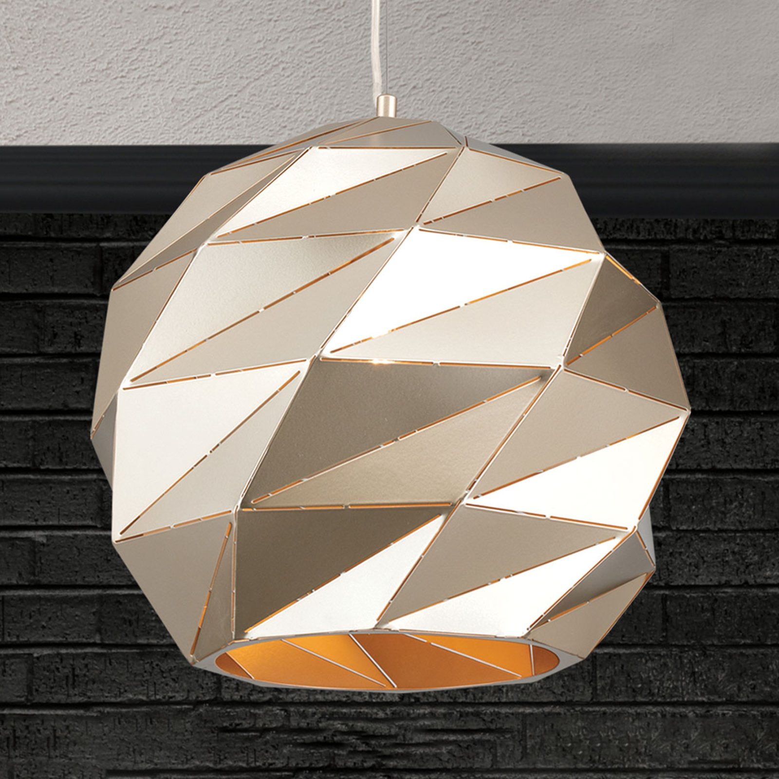 Orion Origami hanging light, Ø 42 cm, gold, for Living / Dining Room, metal, E27, 60 W, energy efficiency: A++, H: 36 cm