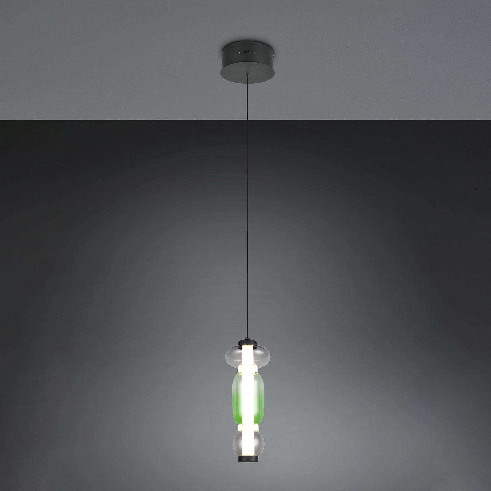 LED lógó lámpa Minerva, Ø 15 cm, színes, üveg, CCT, dimmelhető LED lógó lámpa Minerva, Ø 15 cm, színes, üveg, CCT, dimmelhető