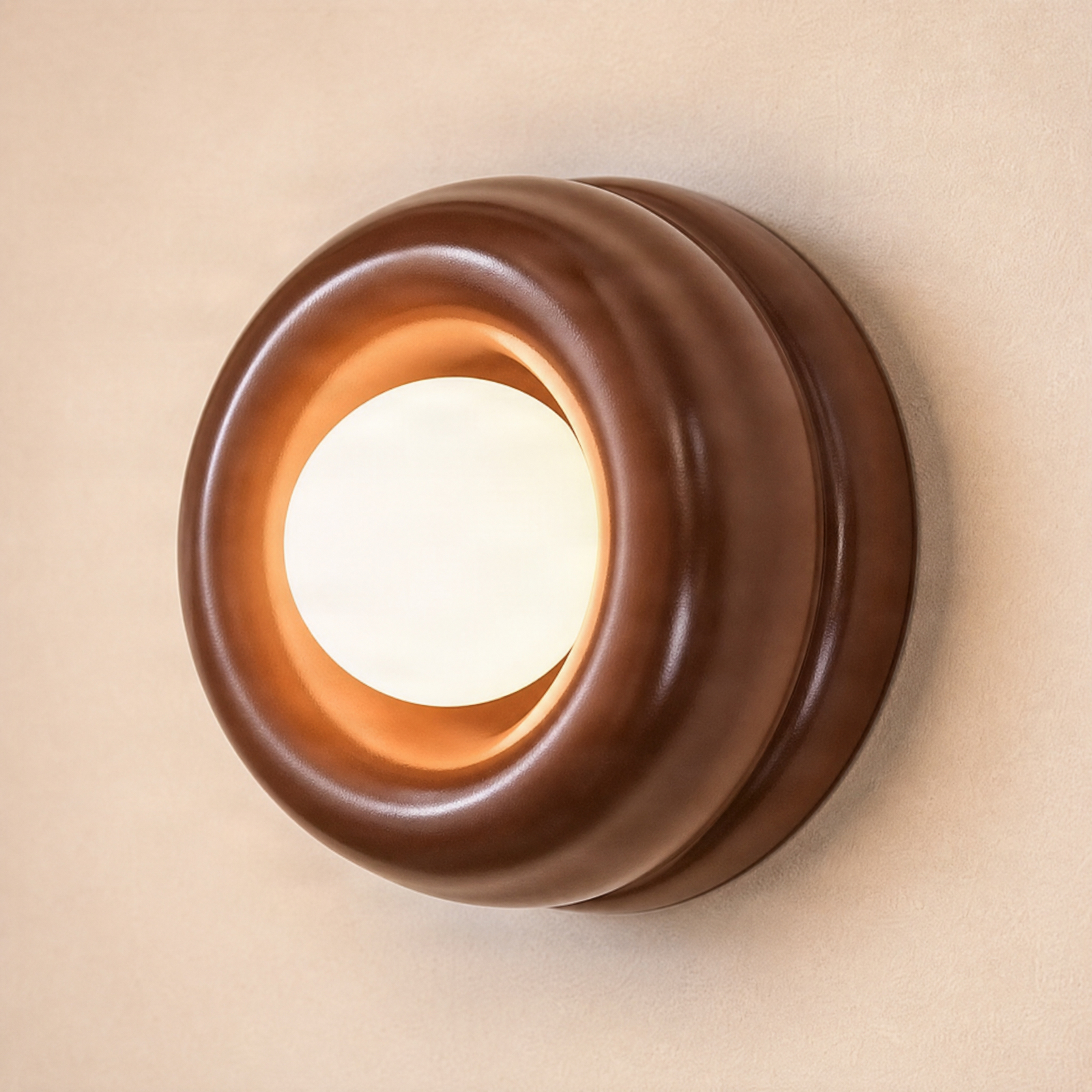 Tina wall light, terracotta/opal, glass, Ø 19 cm