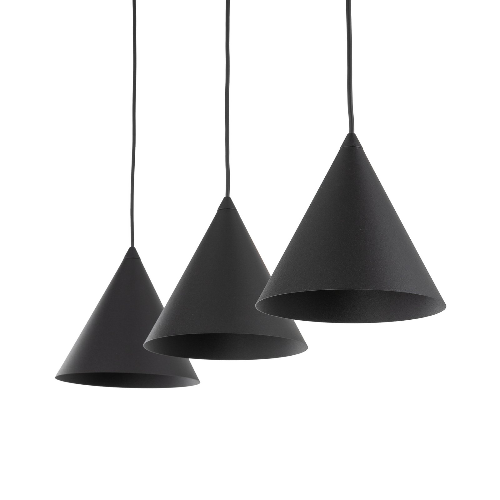 Závěsné světlo Cono, 3 žárovky, černé, E27