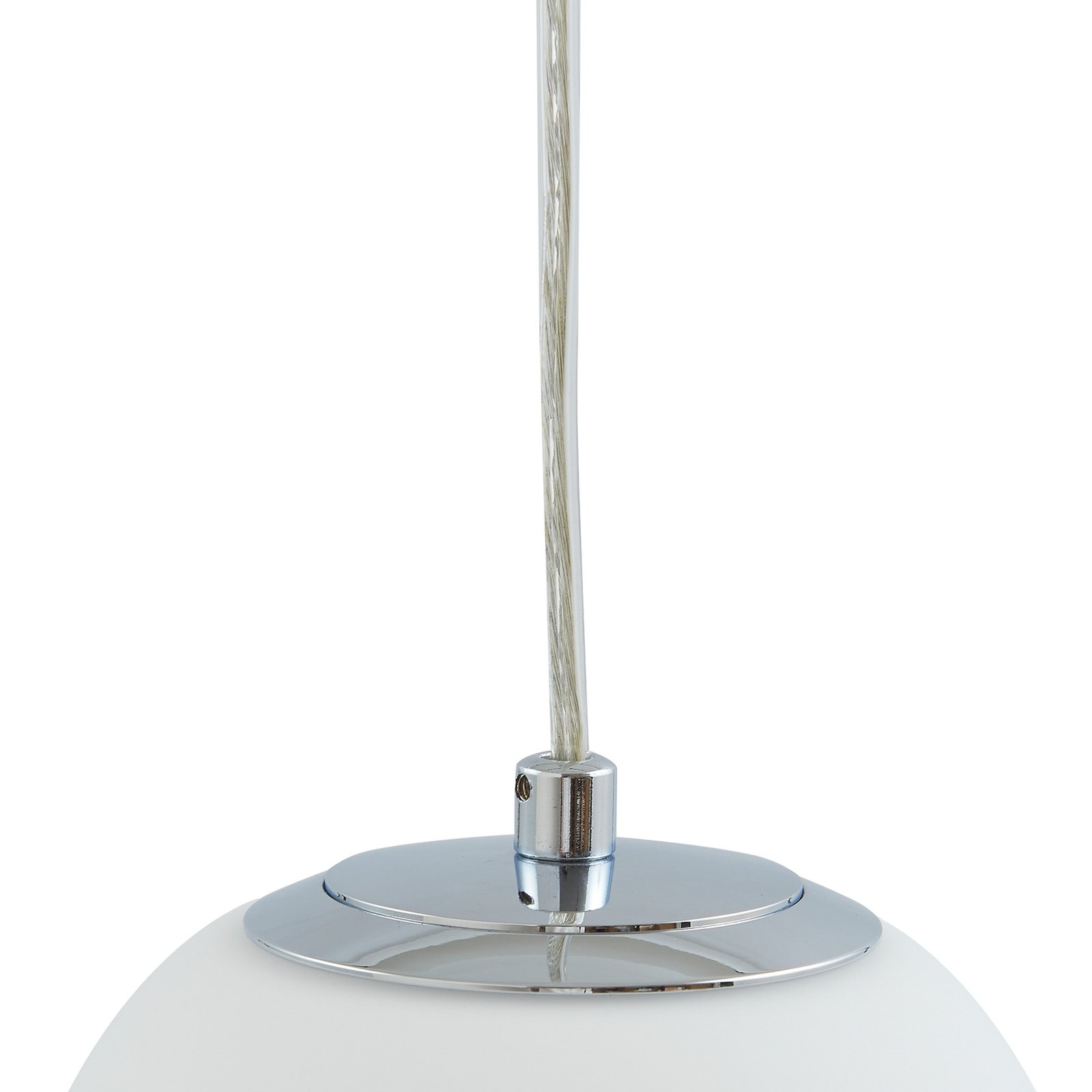 Lucande lampada a sospensione Bidolo, colore cromo, vetro, Ø 15 cm, IP44