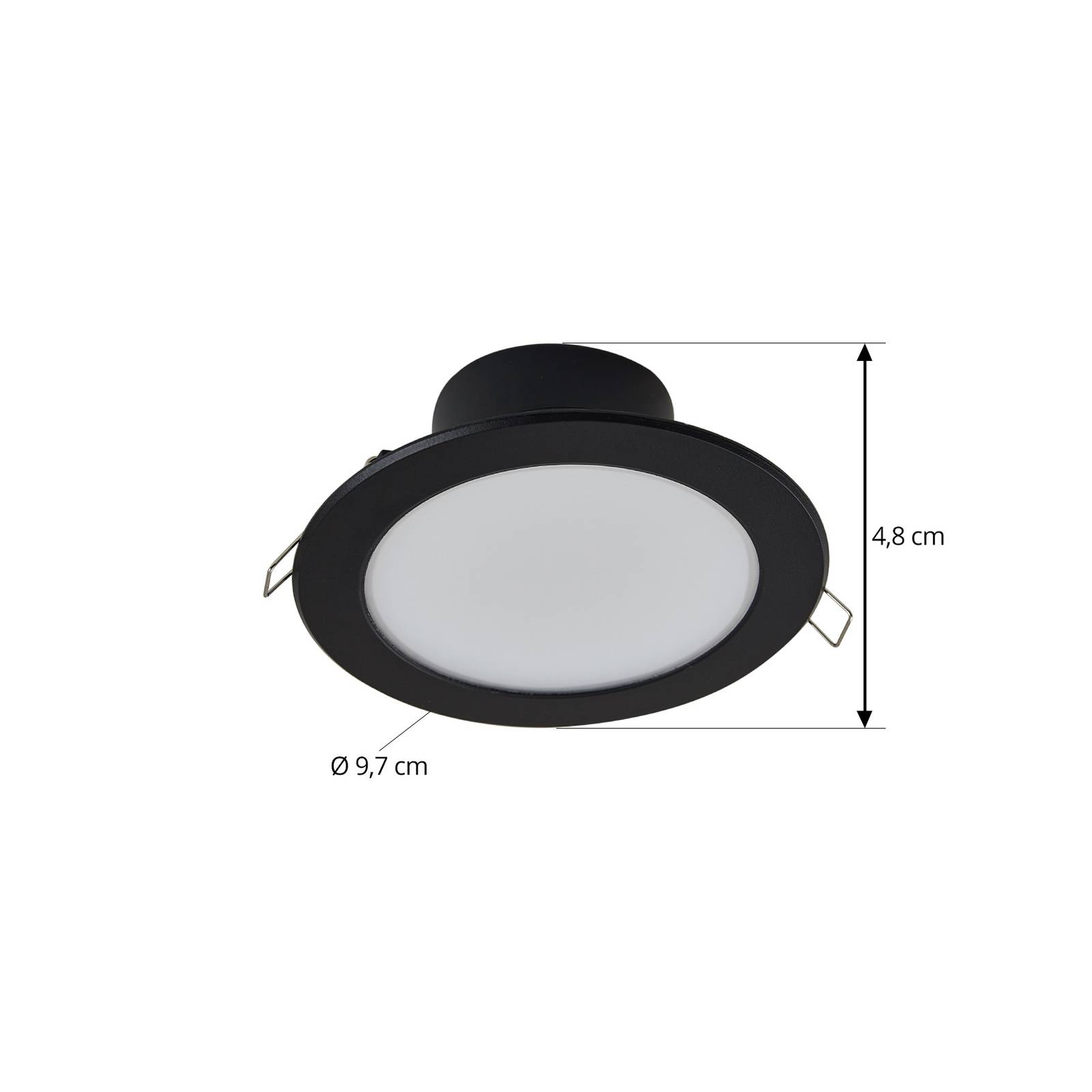 Reflektor wpuszczany LED Prios Rida, czarny, 14,5 cm, 12 W, CCT