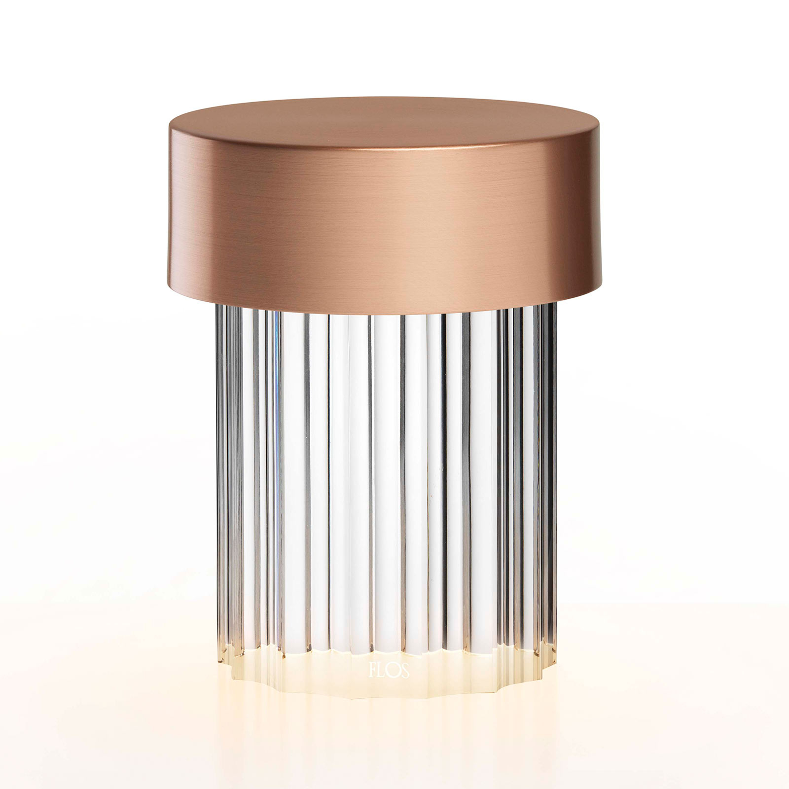 FLOS LED-Akkutischleuchte Last Order, geriffelt, Glas, IP20