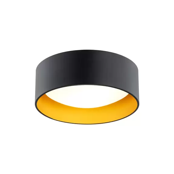 Lampenwelt Deckenlampe Riu, schwarz/gold, Stahl, Ø 35 cm