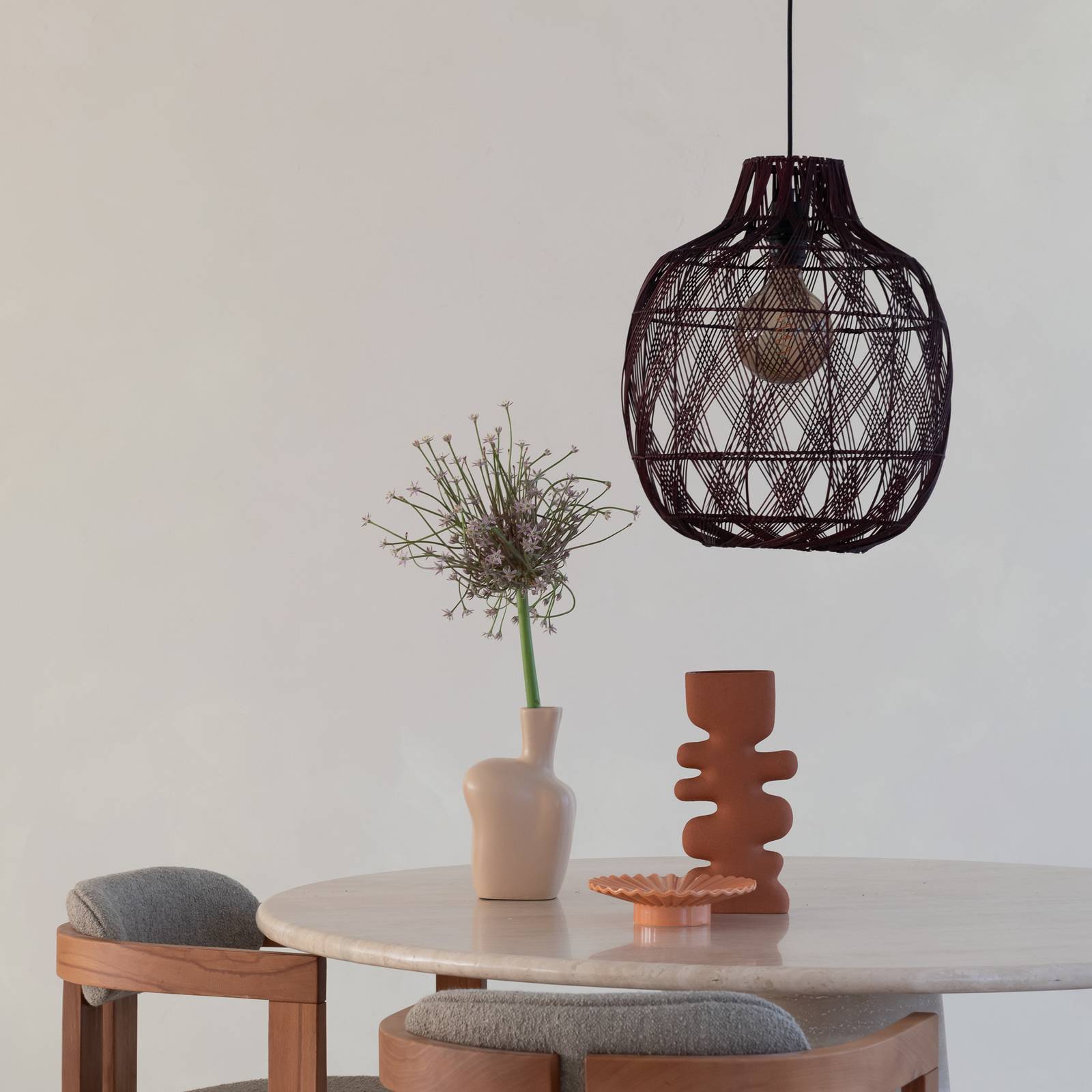 GOOD & MOJO Hängeleuchte Mendoza, rot, Ø 40 cm, Bambus, E27 günstig online kaufen