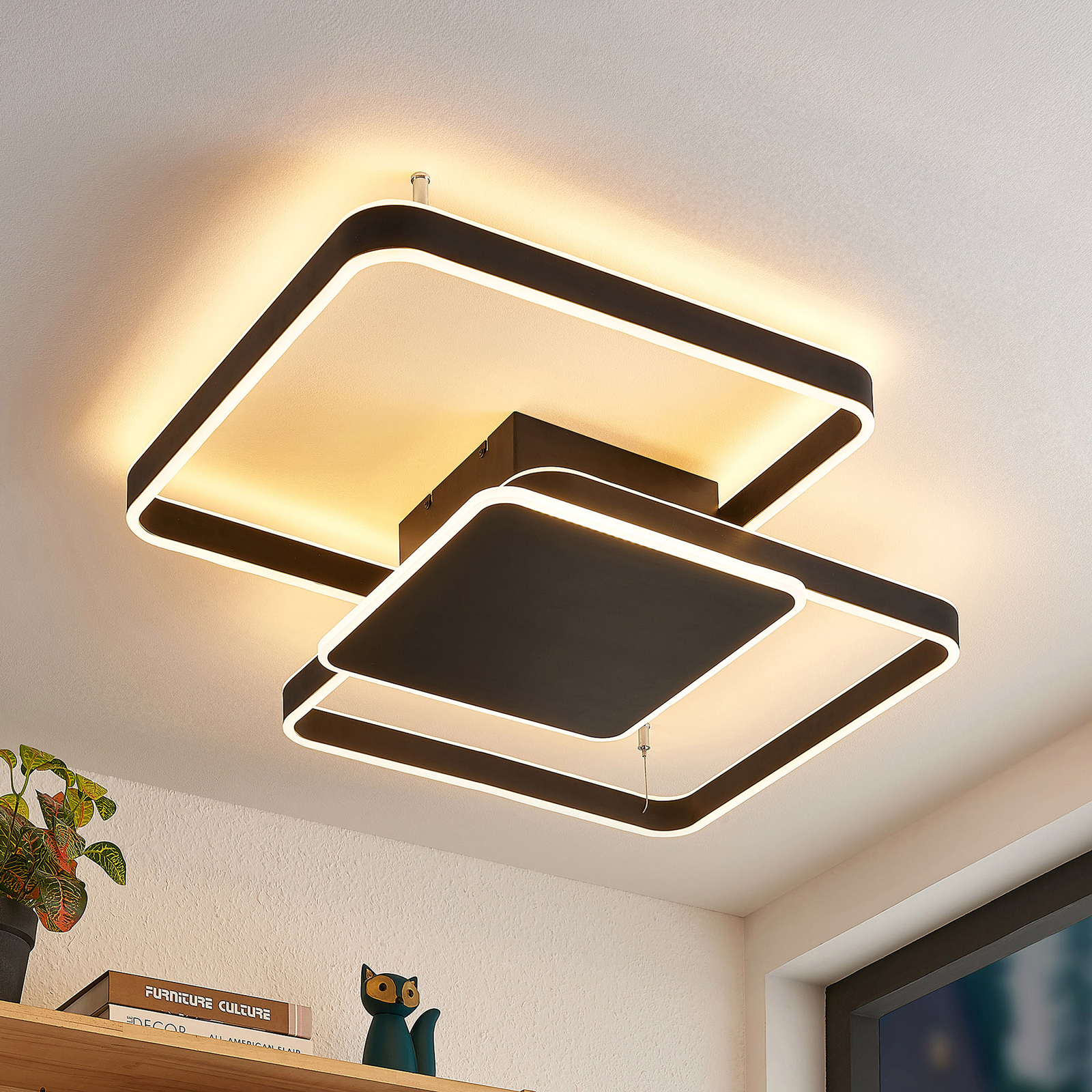 Lucande Kadira LED-taklampe 70 cm svart