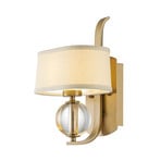 Gotham wall light, fabric lampshade, brushed brass