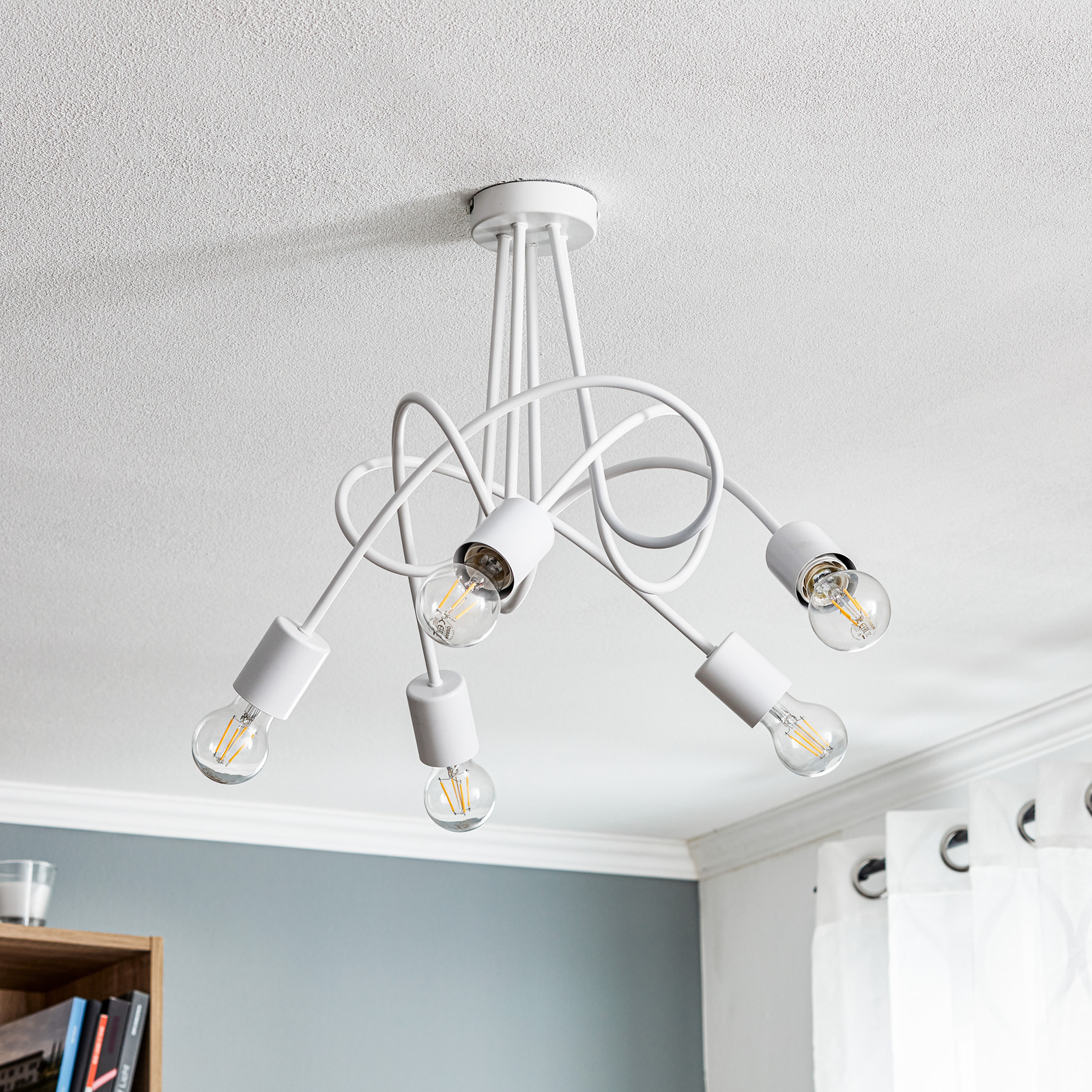 Tarnow ceiling light five-bulb, white