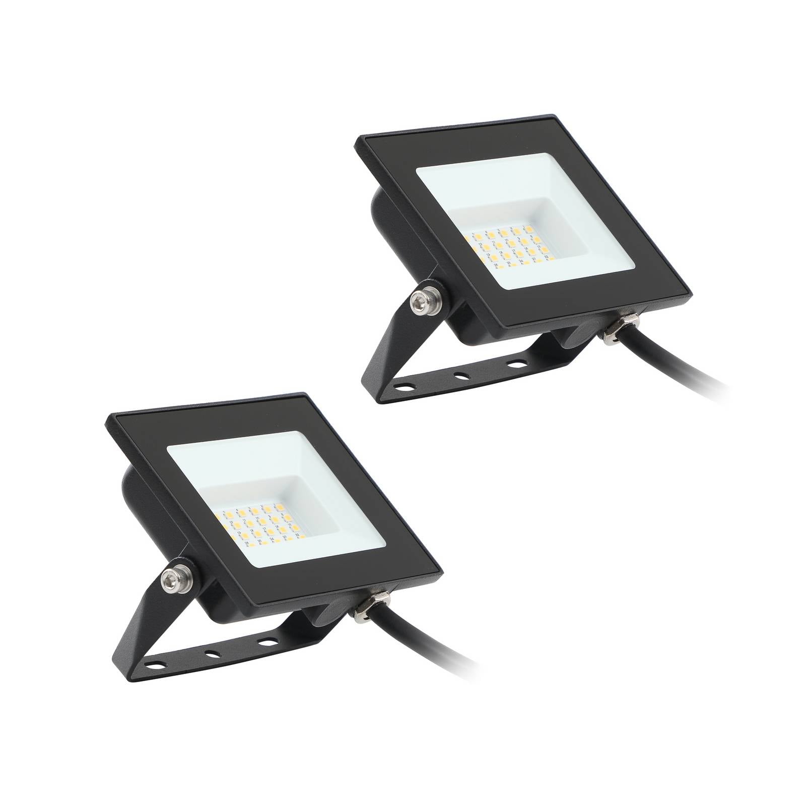 Prios LED-Außenstrahler Maikel, 20W, Metall, 2er-Set