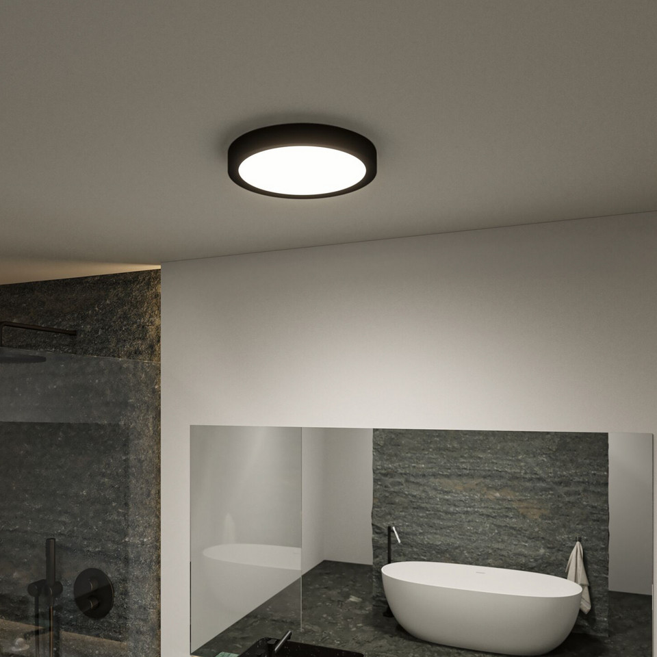 Paulmann Tega LED-taklampa IP44, svart från Paulmann