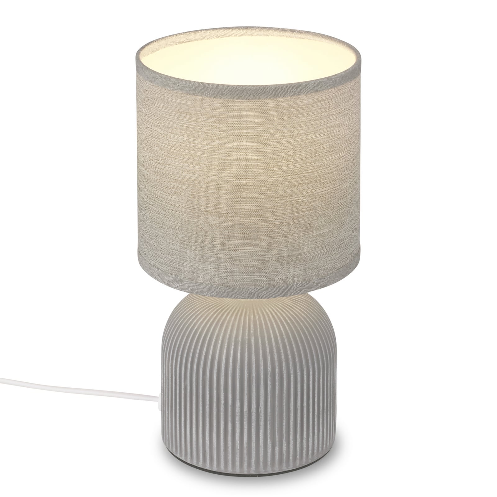 Bordslampa Ino, grå, höjd 28 cm, E14, keramik, textil