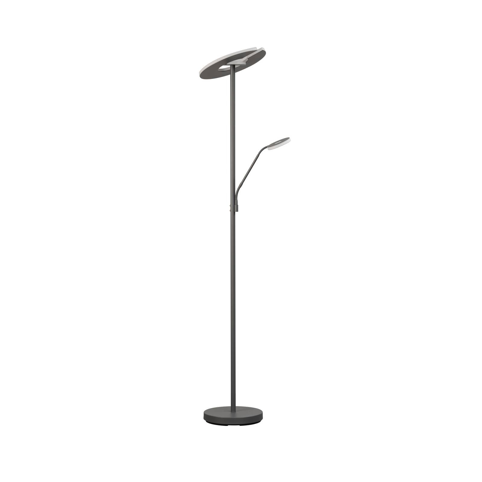 LED-Stehleuchte Dent, sandgrau, 180 cm, Metall, CCT, 2-flg.
