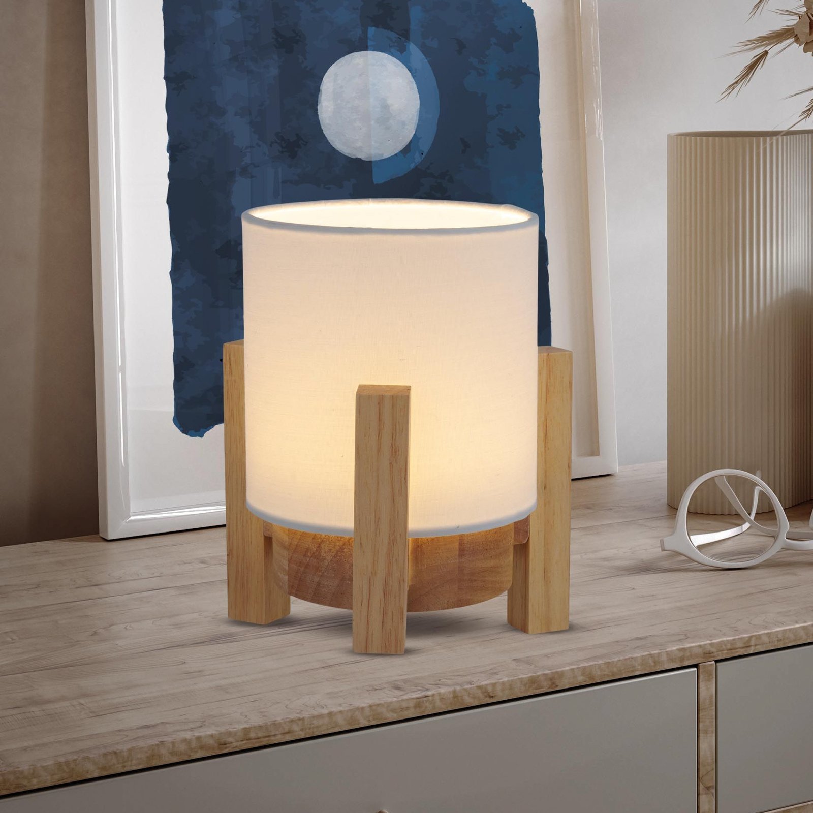 Candeeiro de mesa LED Madita, altura 19 cm, Natur/branco