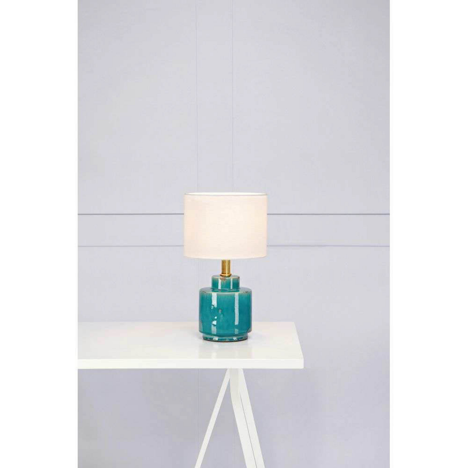 Cous Table Lamp Antique Brass Blue/White - Markslöjd