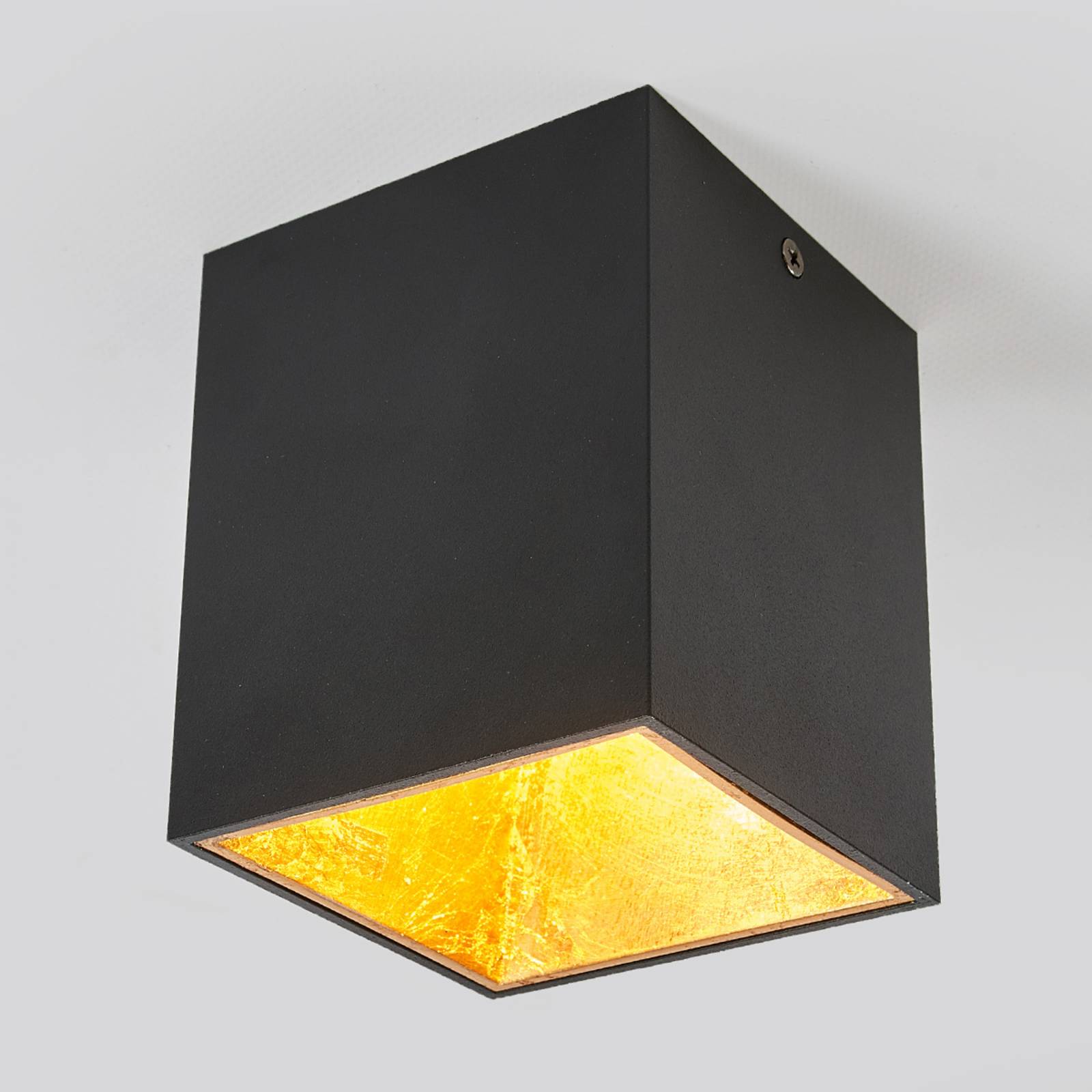 lindby - sze?cienna lampa sufitowa led juma, czarno-z?ota, do salonu / jadalni, metal, 3.3w, d?. 10 cm, szer. 10 cm, wys. 12 cm