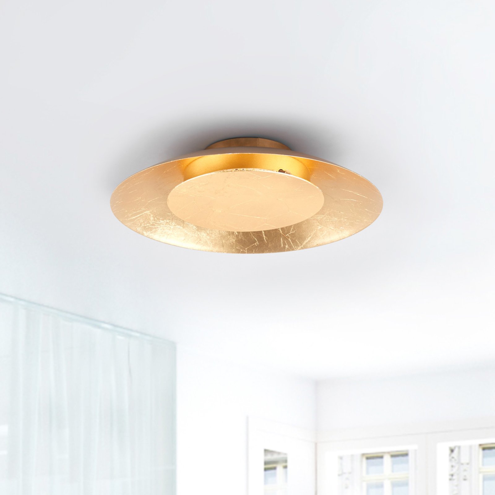Plafonnier LED Keti aspect doré, Ø 34,5 cm