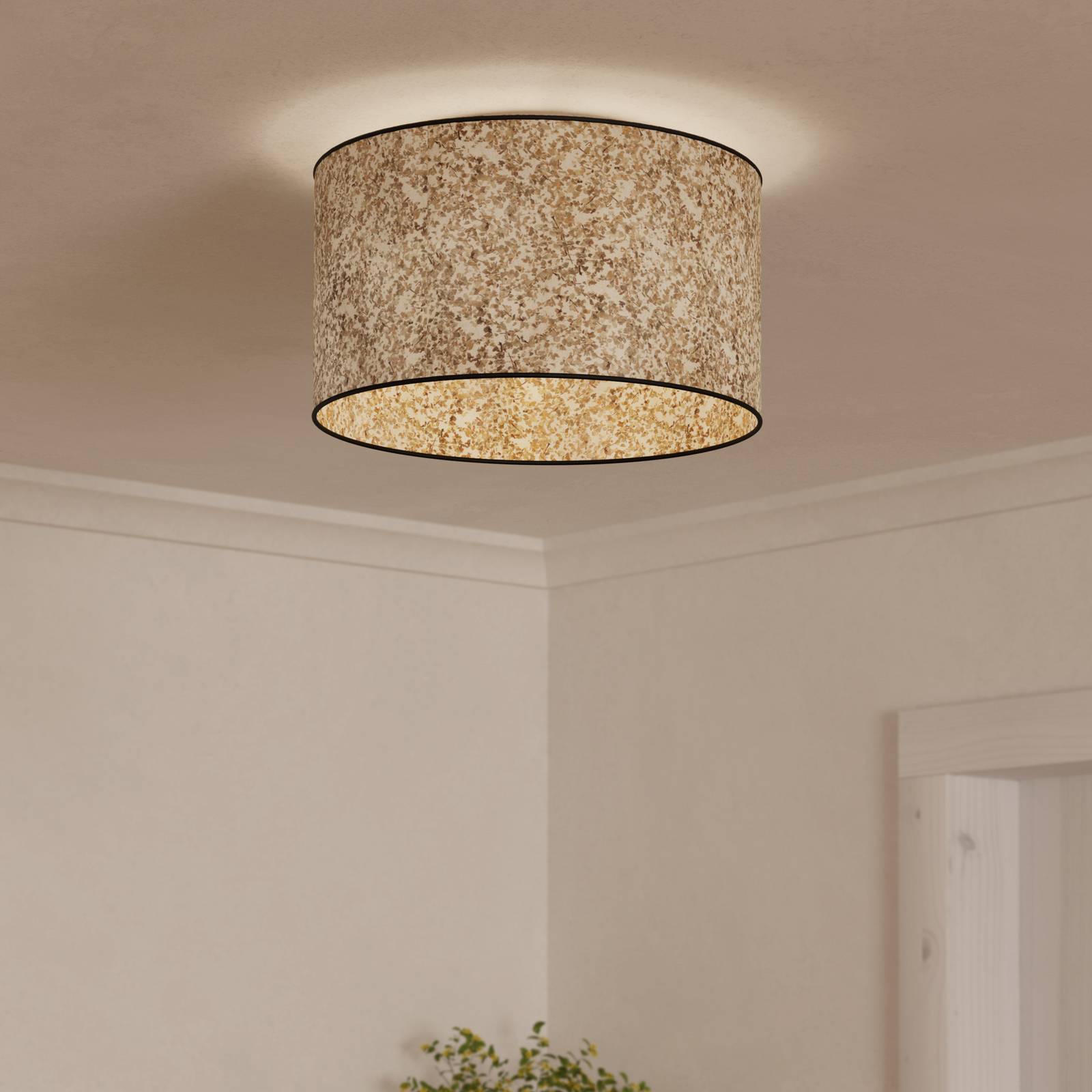 Deckenlampe Butterburn, Ø 38 cm, beige/grün, Stoff günstig online kaufen