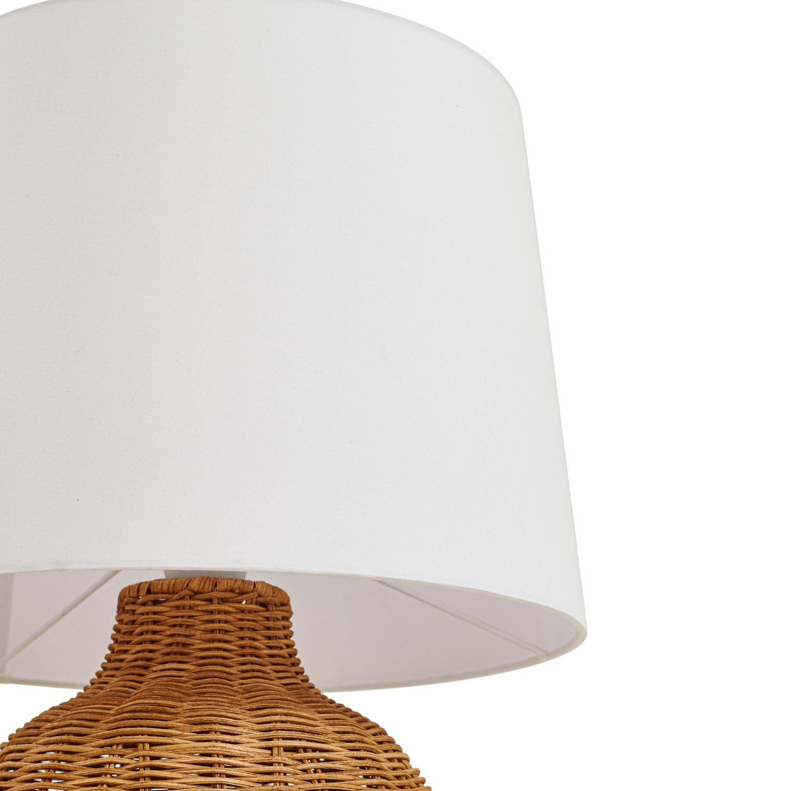 Lirenda table lamp, natural/white, rattan, height 52 cm - Lindby