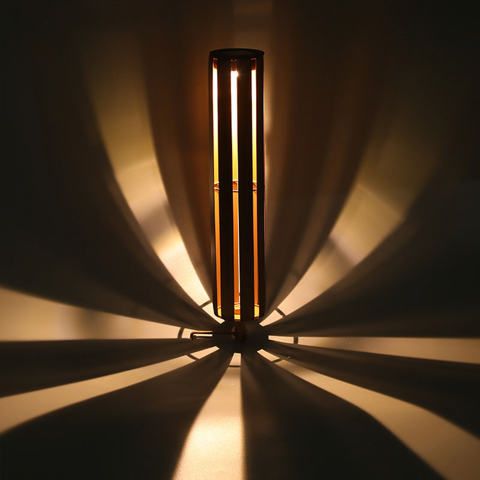 Außendeko LED-Solarleuchte 36550 Metall Holzoptik