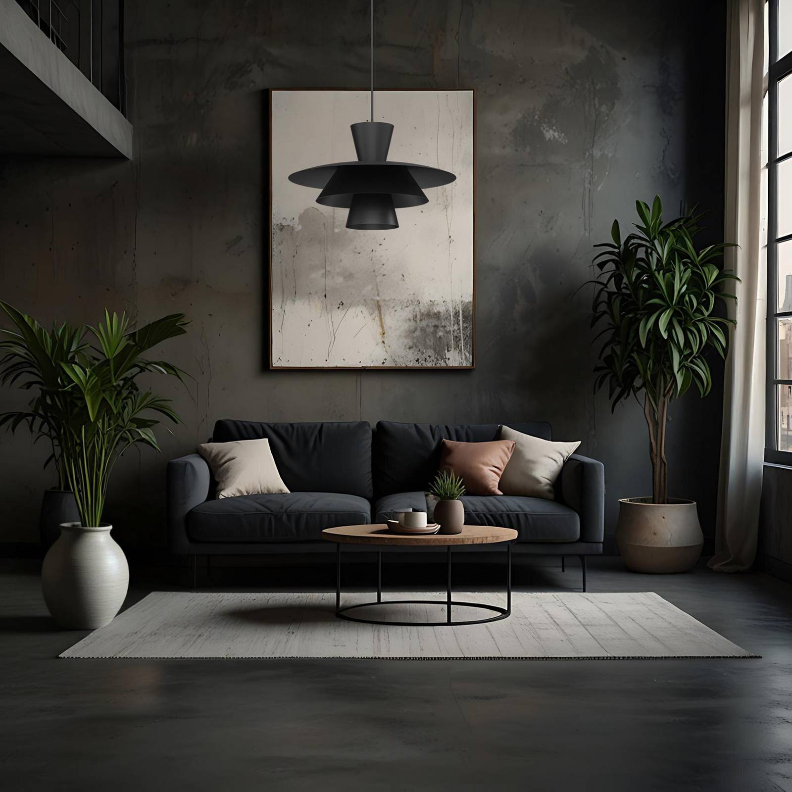 Hängeleuchte Plato, schwarz, Metall, Ø 38 cm, E27 günstig online kaufen
