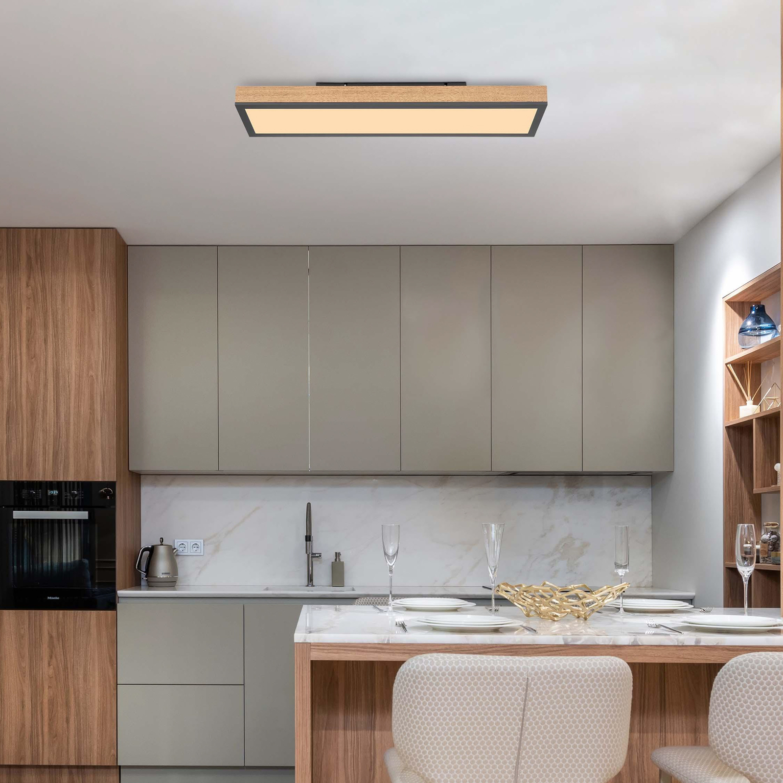 Φωτιστικό οροφής Doro LED, μήκος 60 cm, δρυς, ξύλο