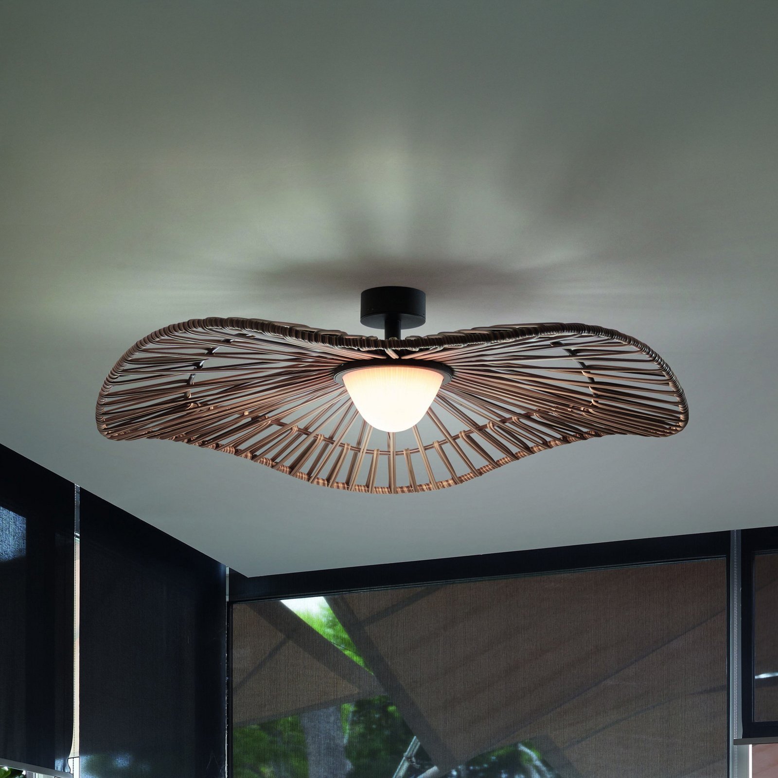 Bover udendørs loftlampe Mediterránia, brun, Ø 105 cm