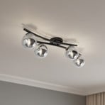 OPUS taklampe, lengde 84 cm, røykgrå/svart, 4 lyskilder.