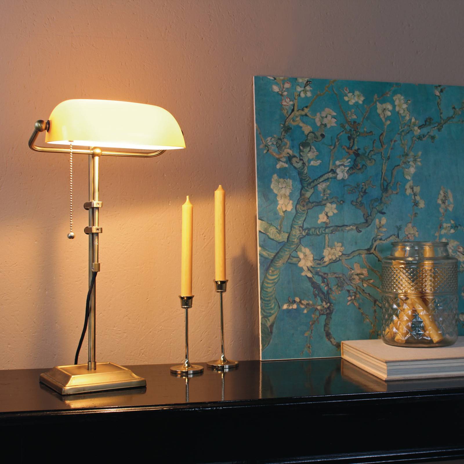 Skrivebordslampe Ancilla justerbar bronze/gul