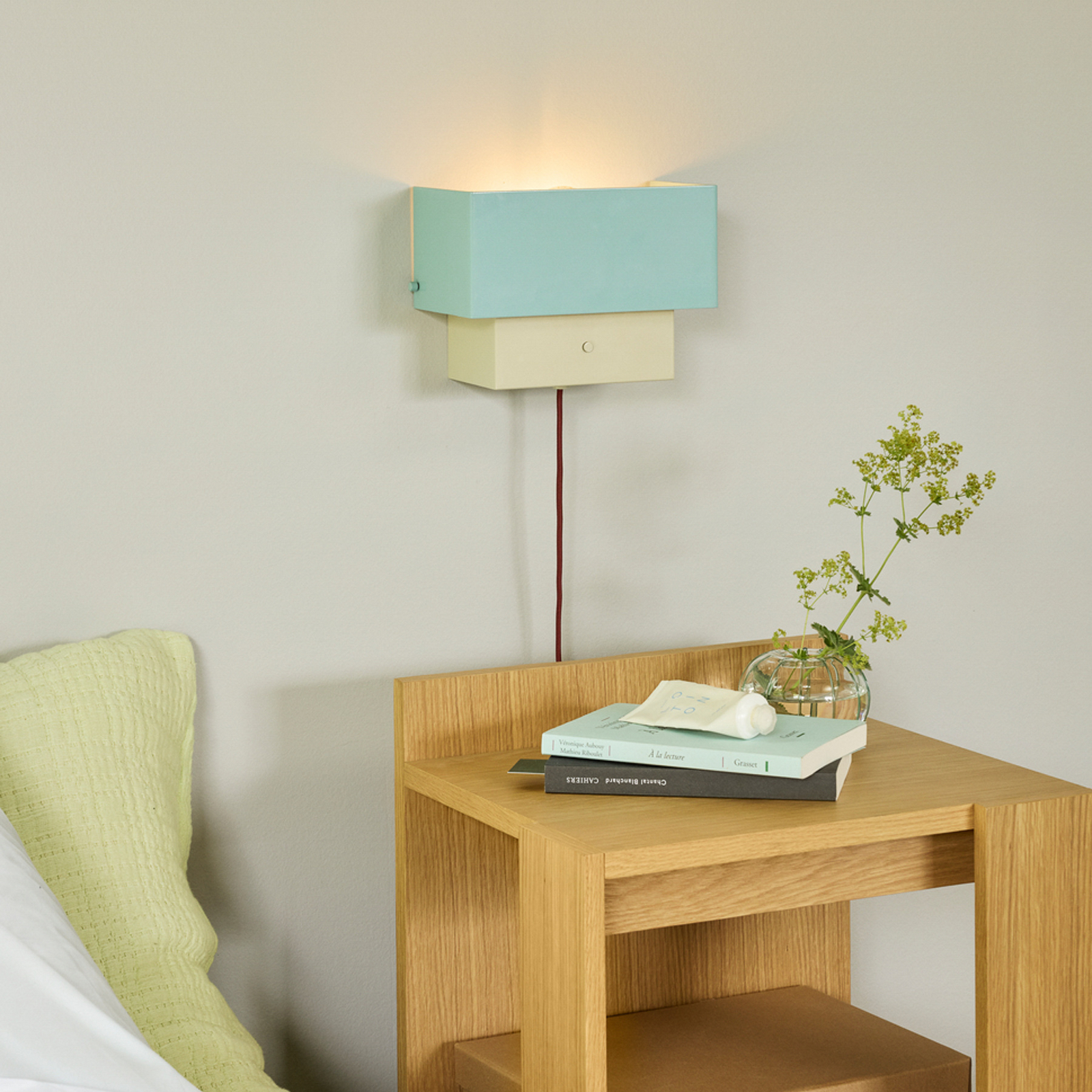 Wandleuchte Arte, blau/sandfarben, Breite 22 cm, Eisen