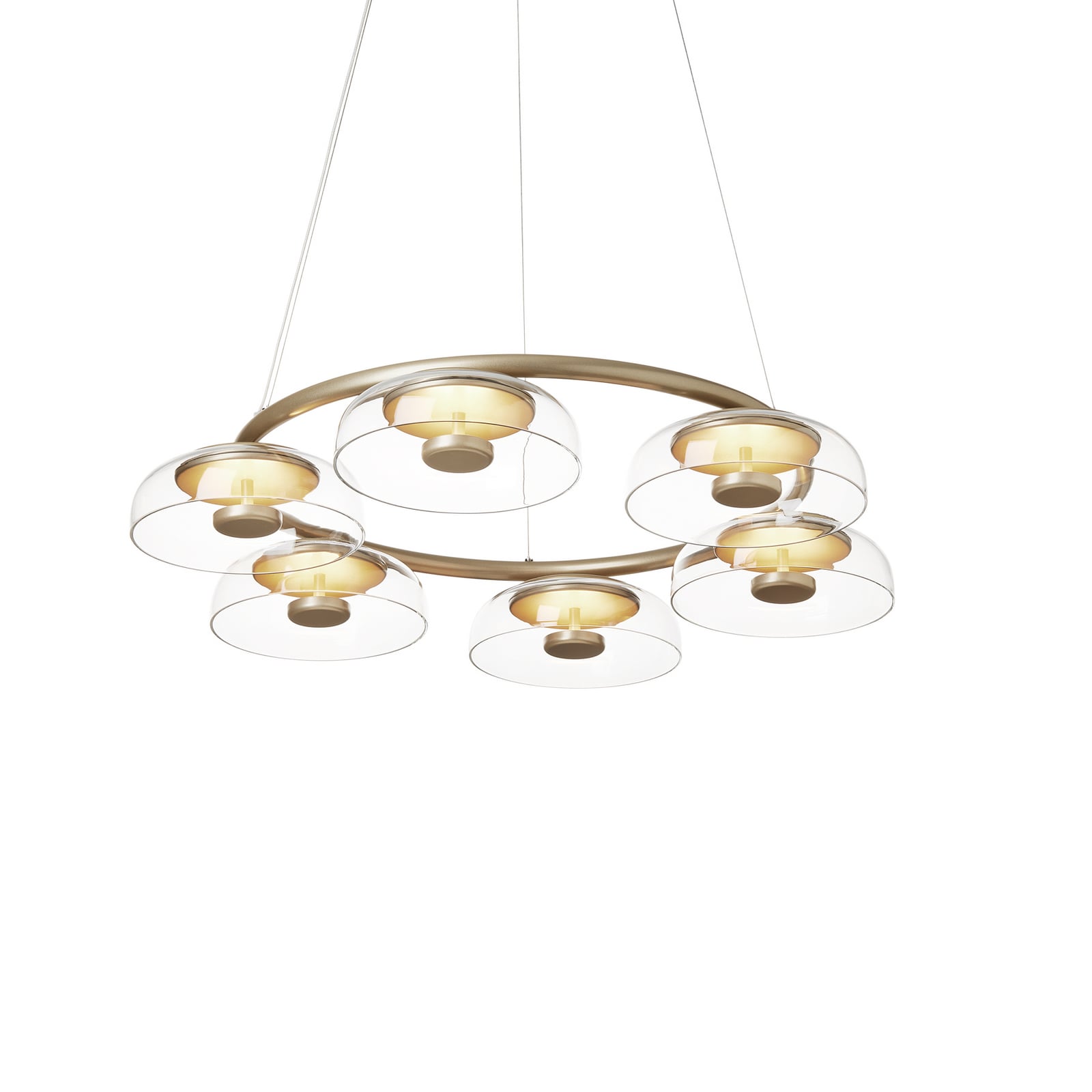 Blossi 6 chandelier, gold/clear, Ø 80 cm, 6-bulb - Nuura