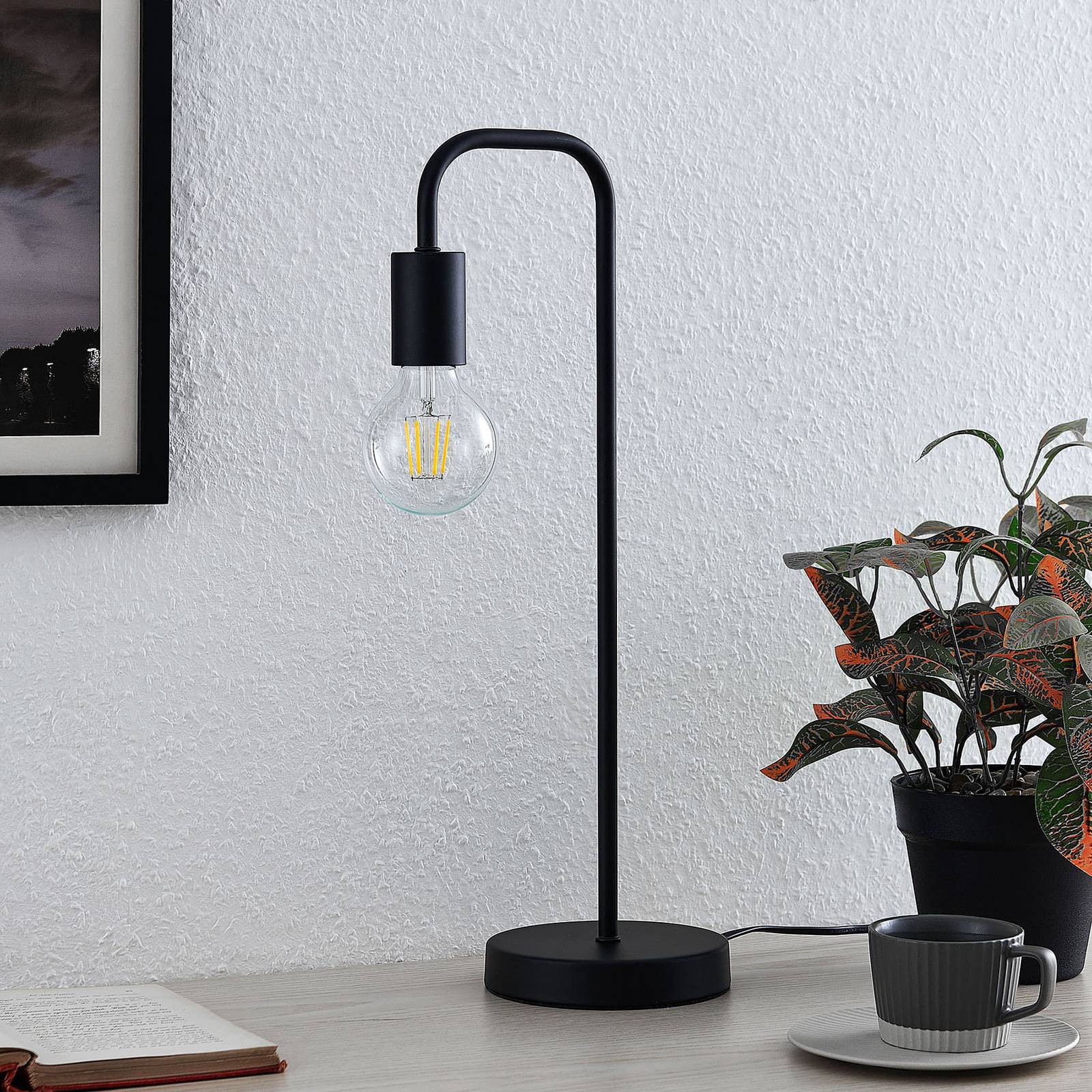 Фото - Настільна лампа Lindby Lampa stołowa  Erivana, metal, czarny 
