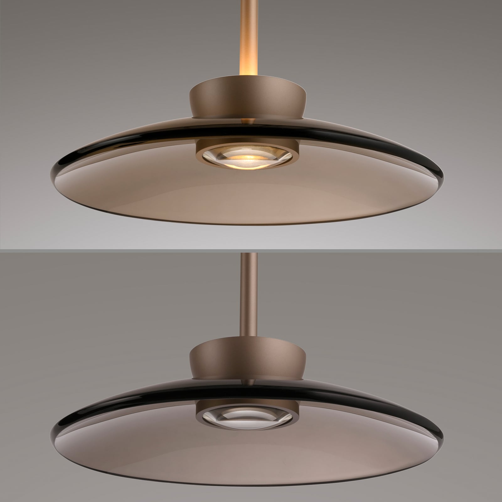 Lampada LED a sospensione Moon, bronzo, vetro ambrato (scuro), Ø 32 cm - PURE Lampada LED a sospensione Moon, bronzo, vetro ambrato (scuro), Ø 32 cm - PURE