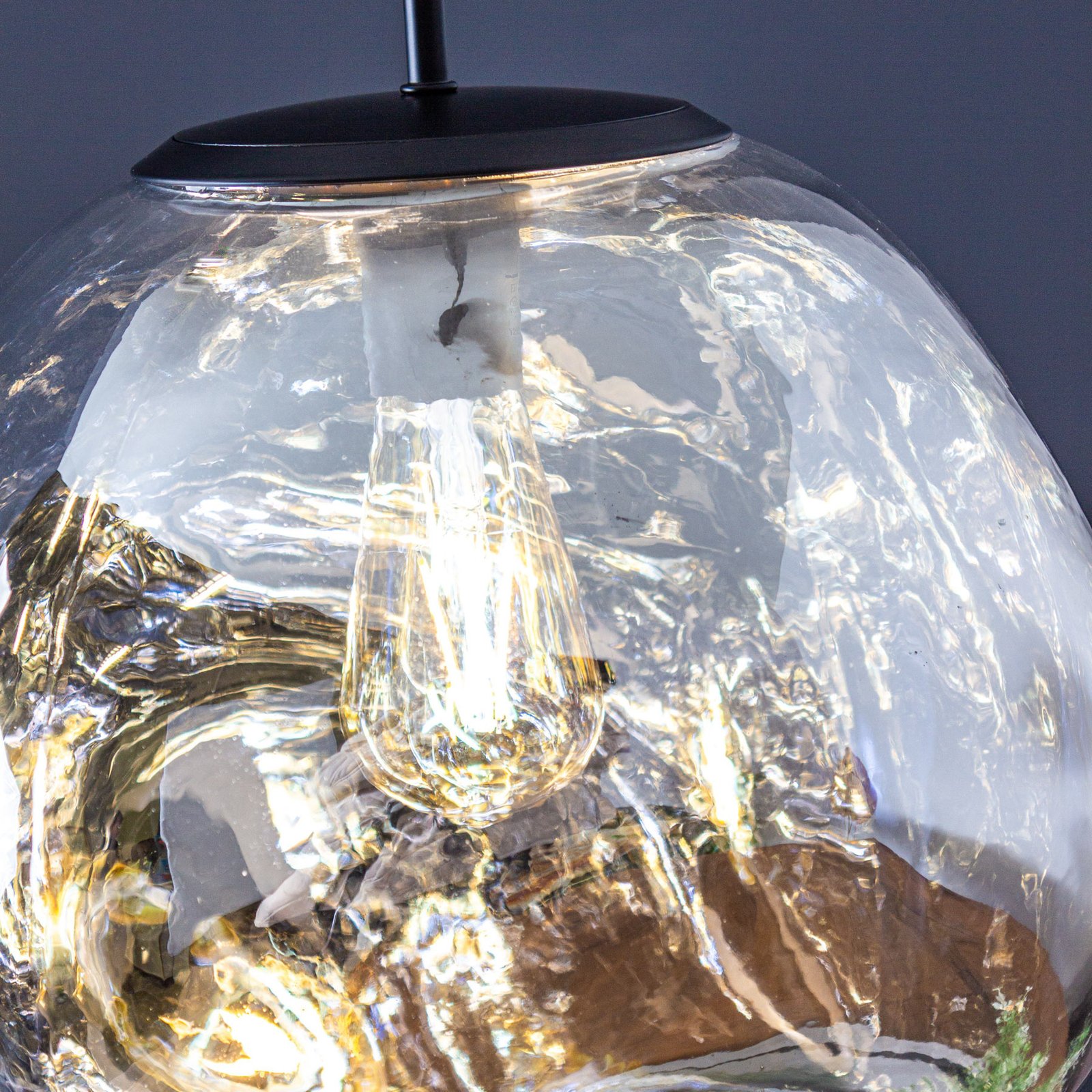 Canopus pendant light, silver-coloured, Ø 36 cm, glass, E27