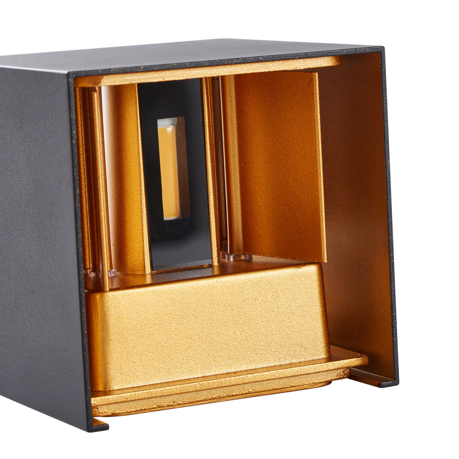 Nivar Square LED Kültéri Fali Lámpa Black/Gold - Lindby
