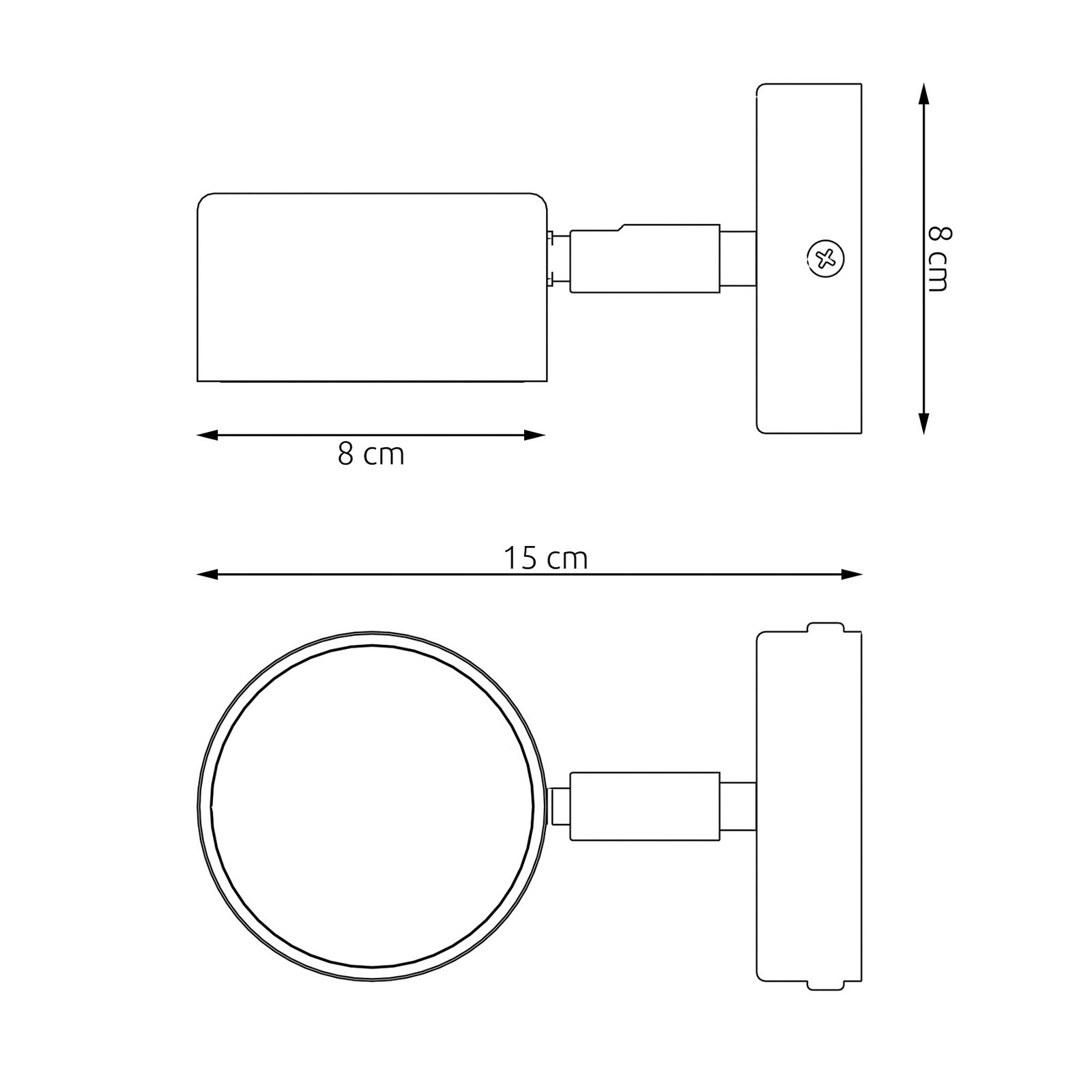 Sora wall spotlight, projection 15 cm, metal