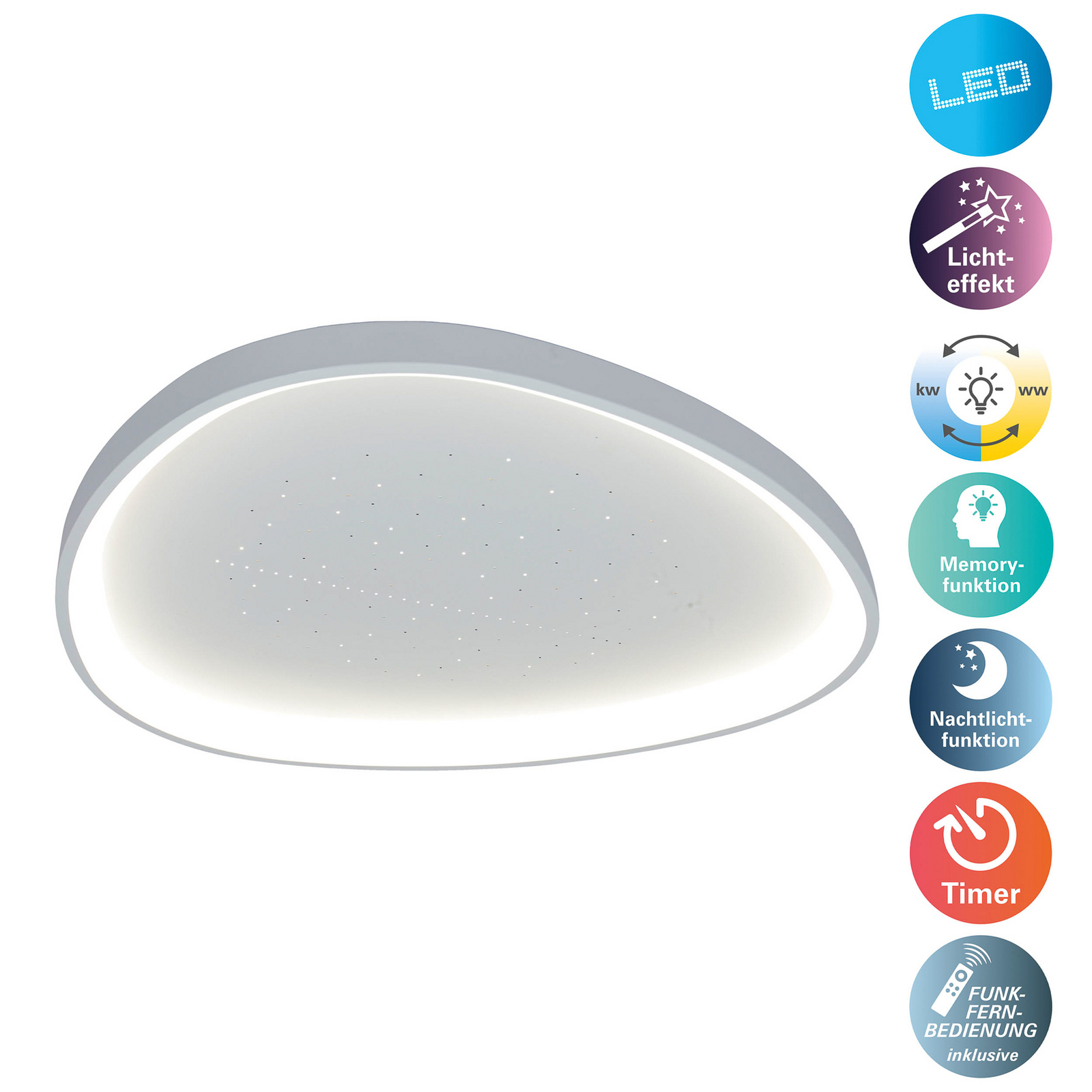 Argesa LED ceiling light, Ø 42 cm, white, CCT, remote control Argesa LED ceiling light, Ø 42 cm, white, CCT, remote control