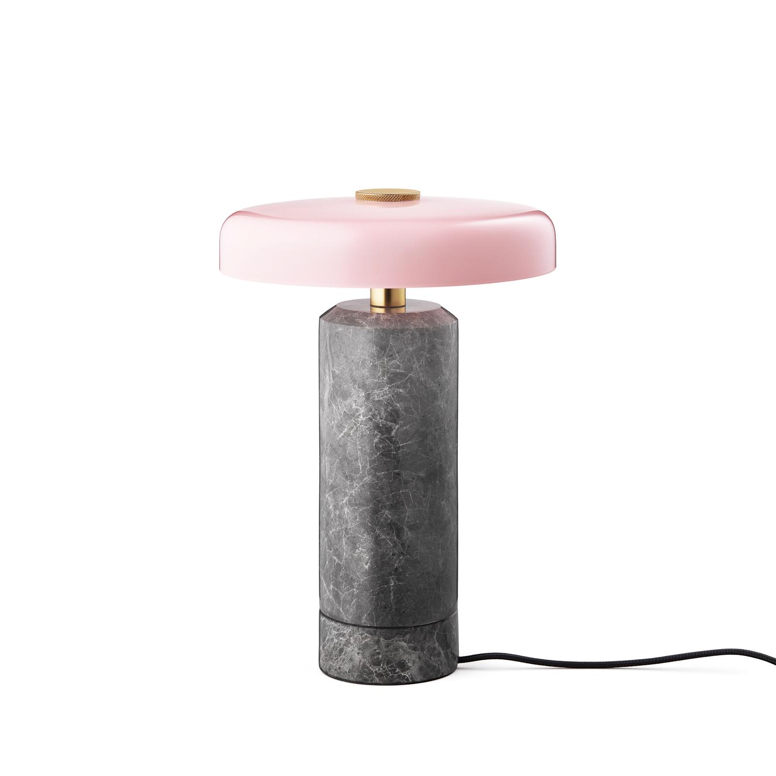 LED-Akkutischleuchte Trip, grau / rosa, Marmor, Glas, IP44