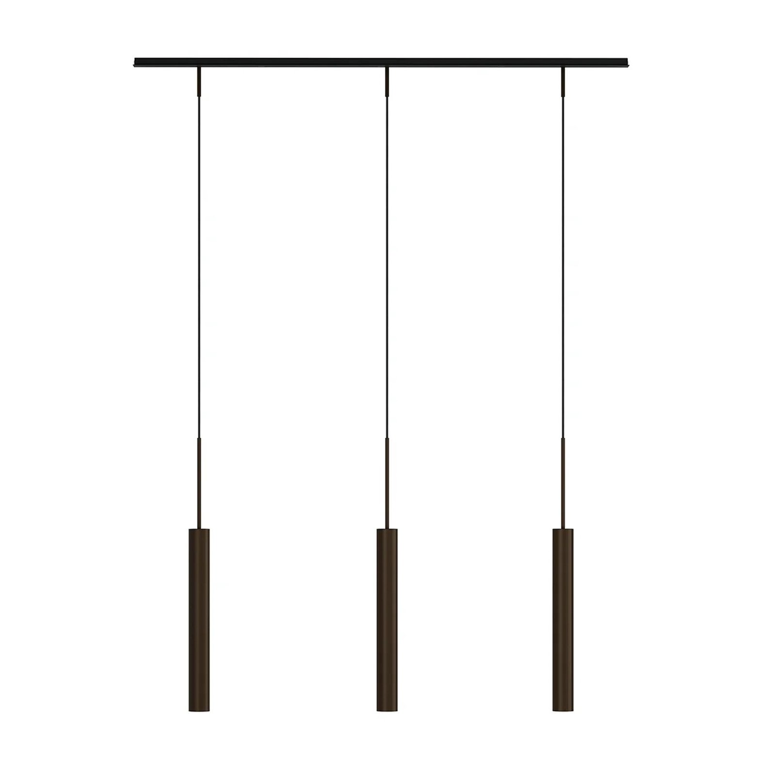 Audo hanglamp Tubulaire Rail, 3-lamps, bronskleurig, aluminium