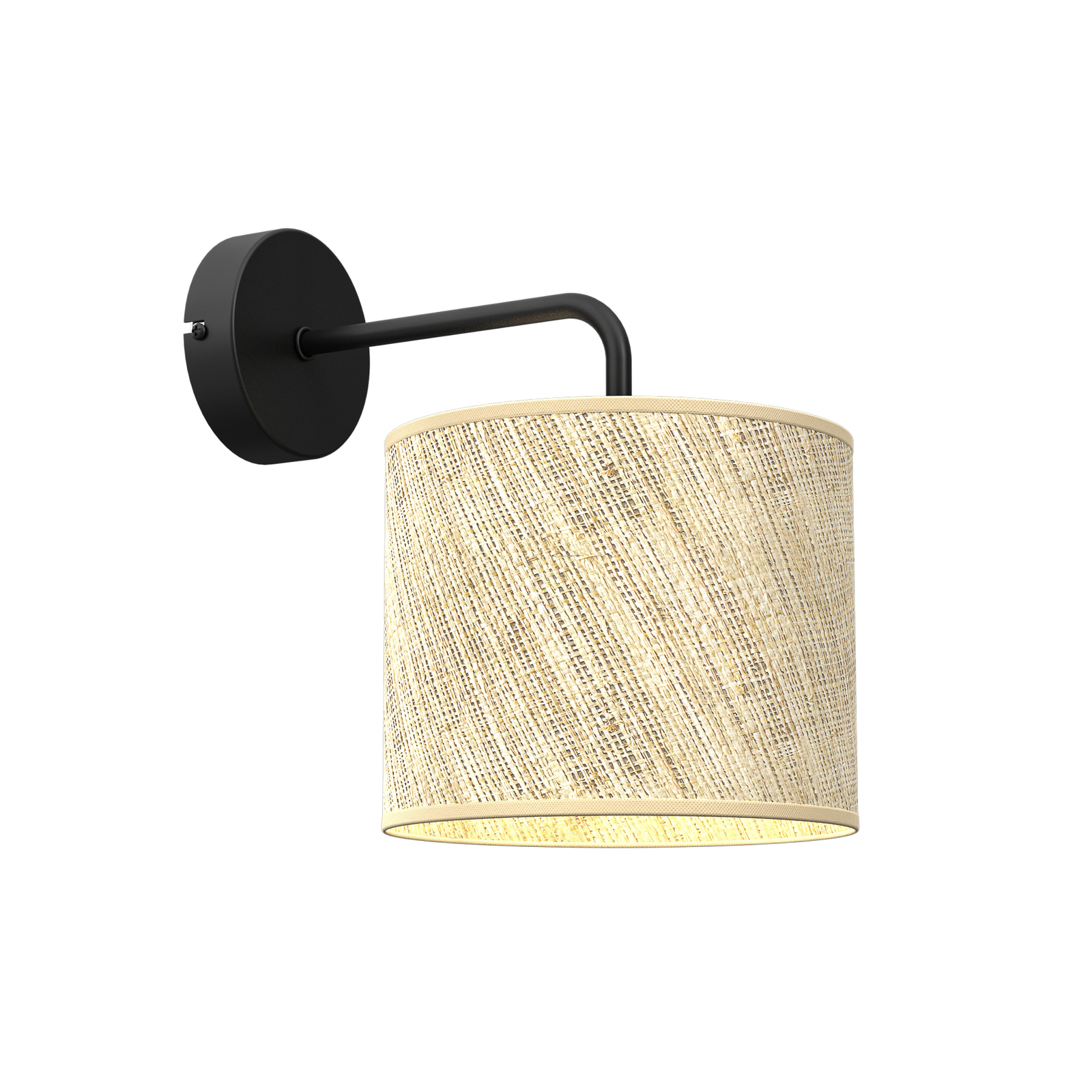 Jovin wall light, one-bulb, rattan lampshade