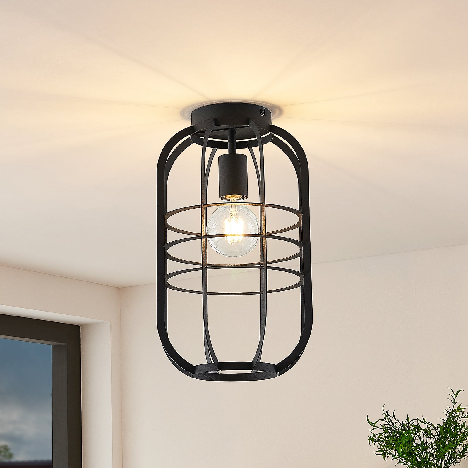 Lindby Keara stropná lampa v klietkovom dizajne
