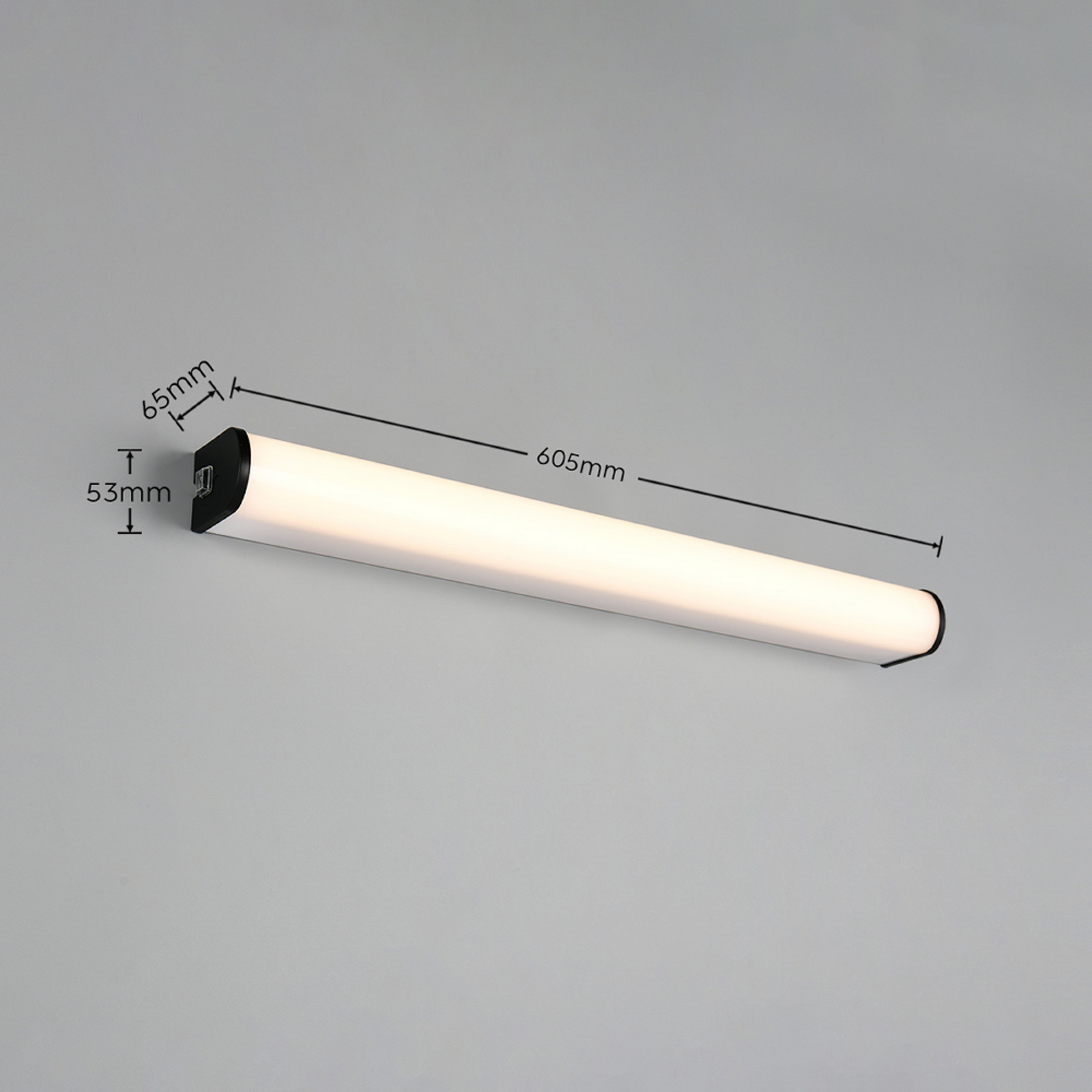 LED sienas lampa „Giacomo“, platums 60 cm, melna, metāla, IP44 LED sienas lampa „Giacomo“, platums 60 cm, melna, metāla, IP44