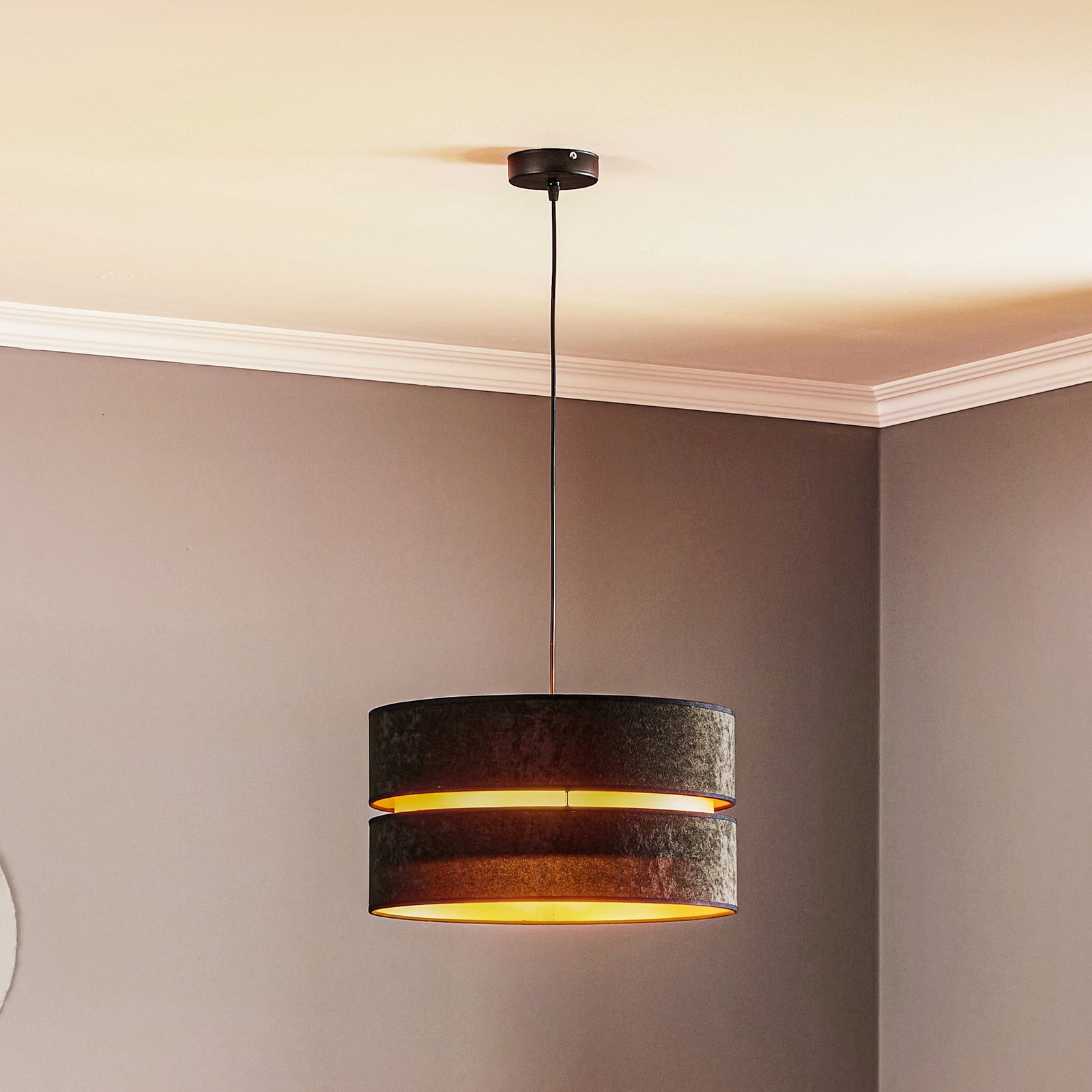 Hanglamp Duo, zwart/goud, Ø40cm, 1-lamp