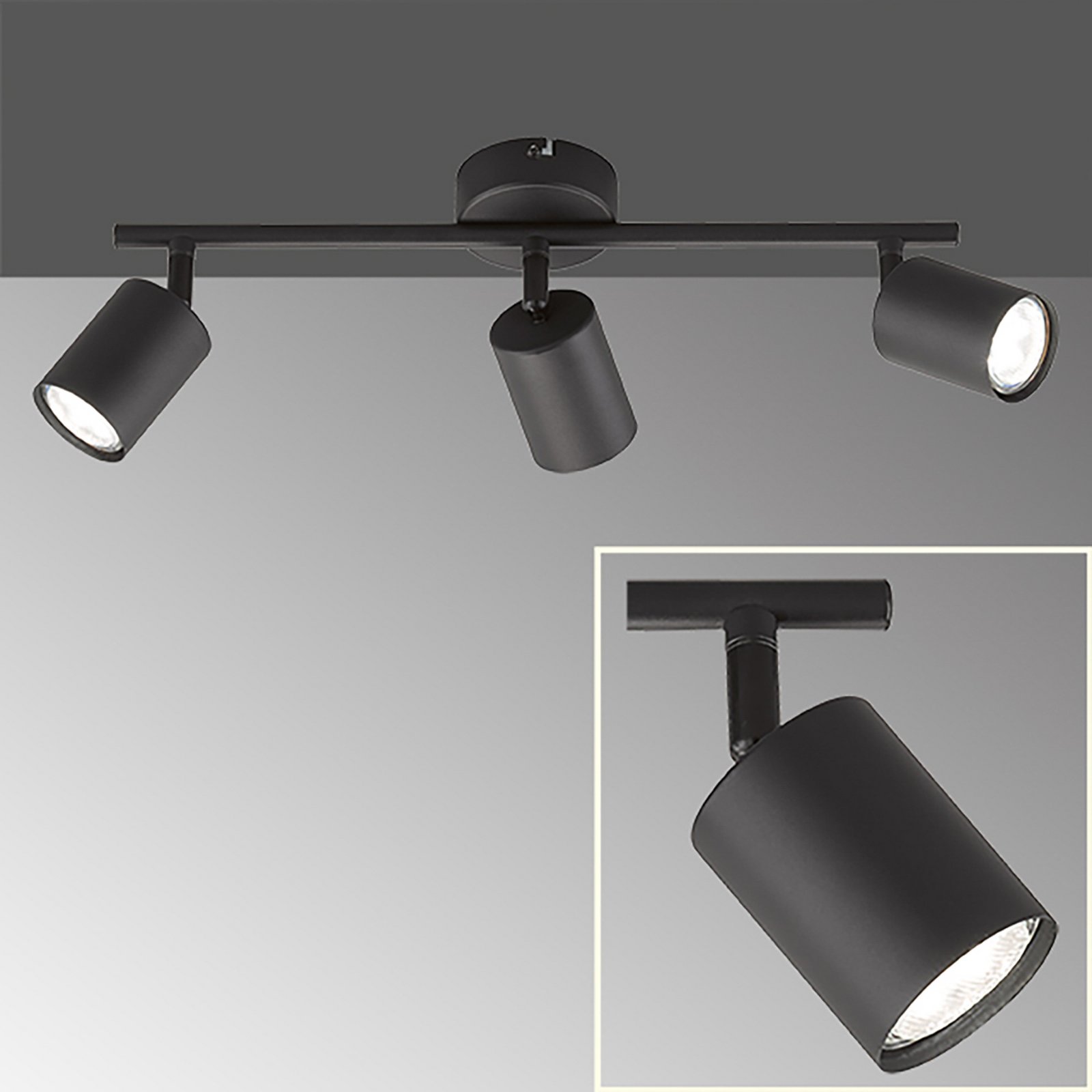 Vano LED-takspot svart, 3 lyskilder lang