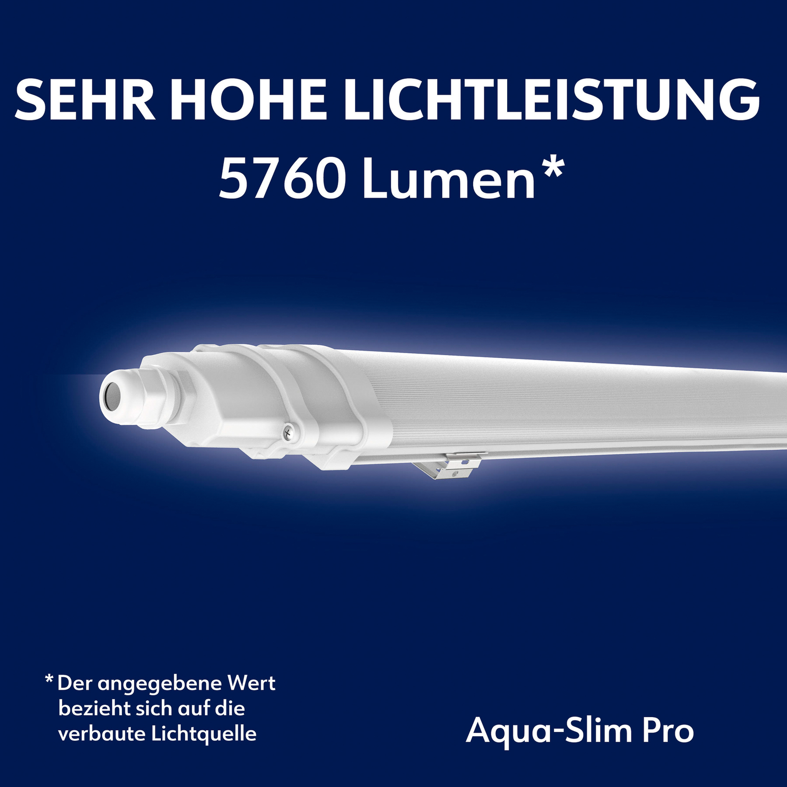 LED-Wannenleuchte Aquaslim, Länge 127 cm, IP65, Kunststoff