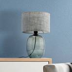 Lampă de masă Melody, înălțime 48 cm, sticlă gri fumuriu, material textil