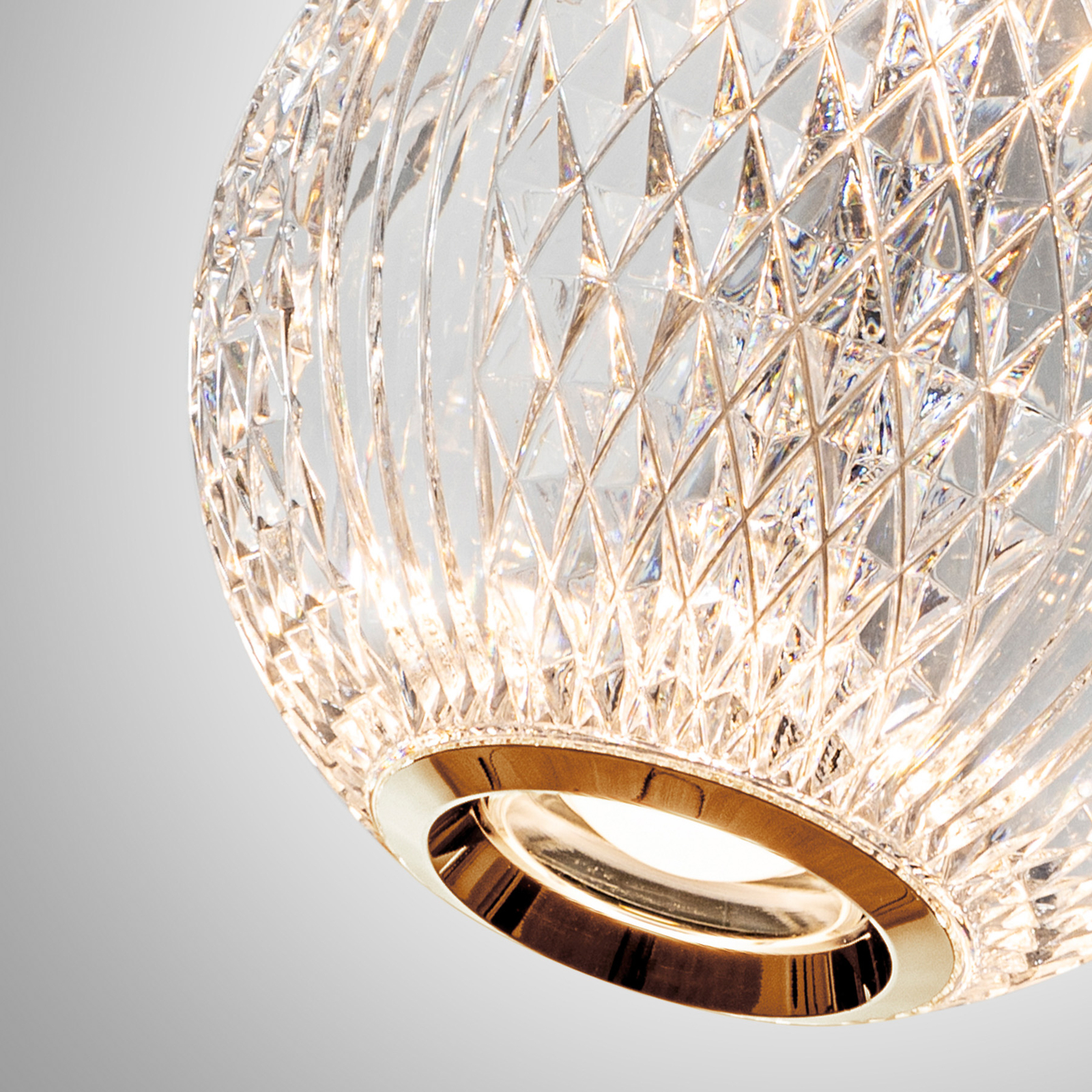 Austral LED pendant light, gold/clear 5-bulb, long