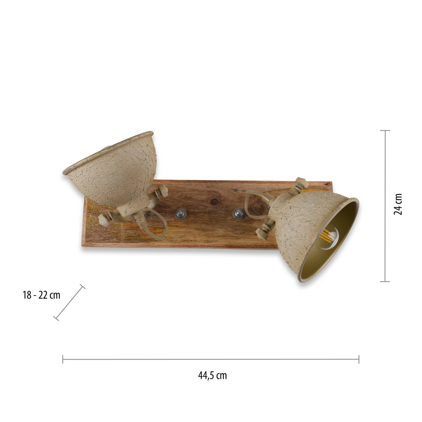 Lampa sufitowa Samia 2-punktowa, drewno, beżowy teksturowany