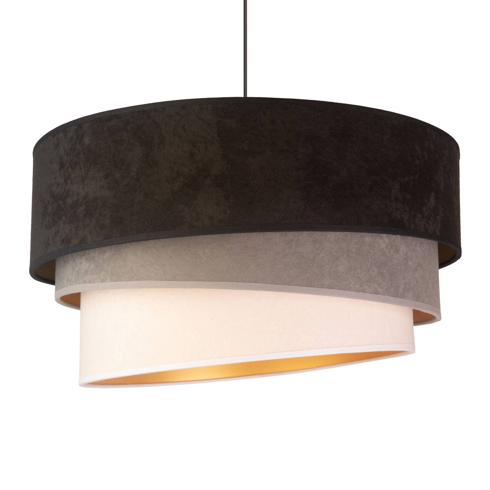 Euluna Devon hanging light, black/grey/ecru/gold Ø 45 cm, for Living / Dining Room, fabric, PVC, E27, 40 W, H: 25 cm